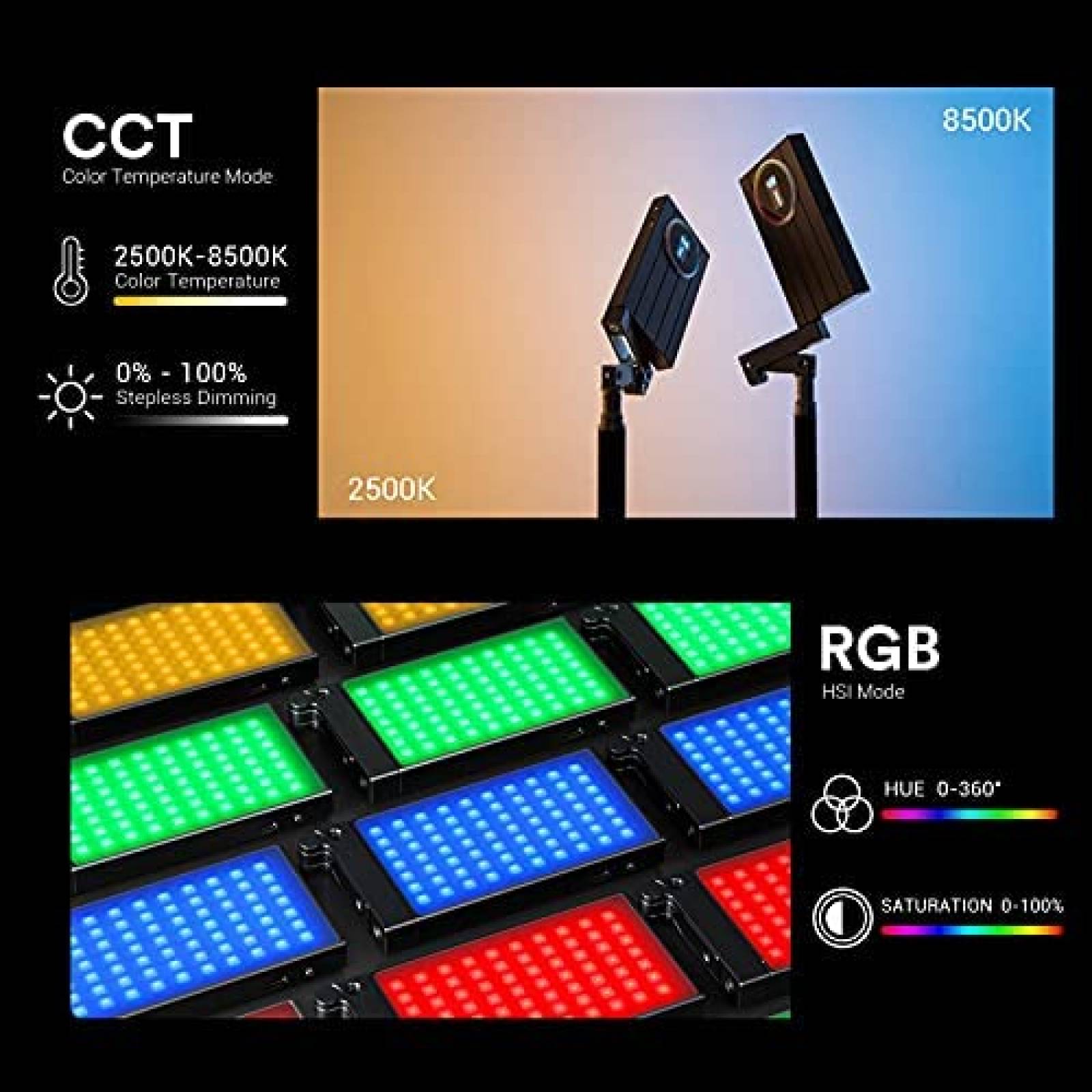 Luz de video Godox M1 RGB LED recargable 15 efectos -Gris