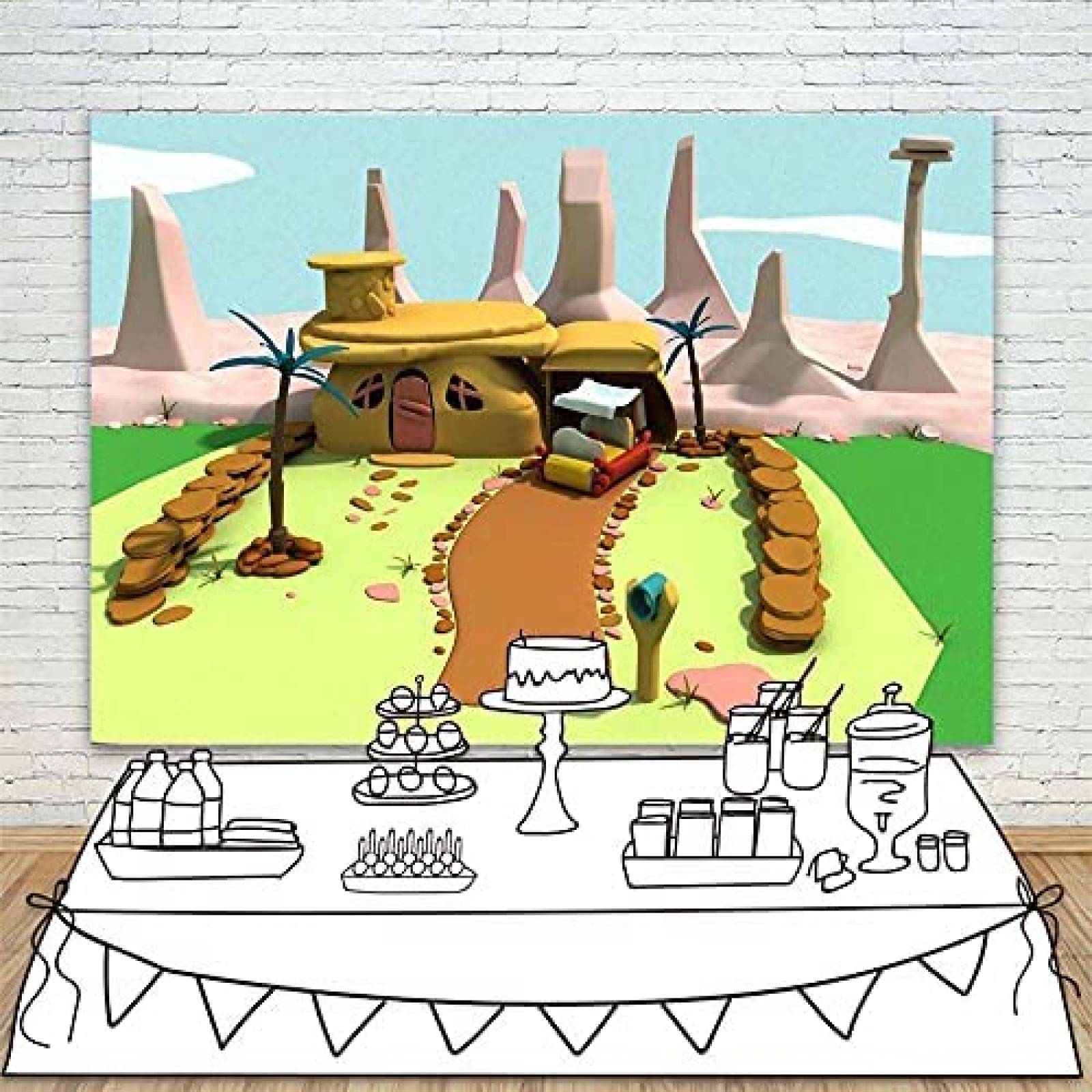 Fondo para fotografia JMING Los picapiedra 7x5ft -Colorido