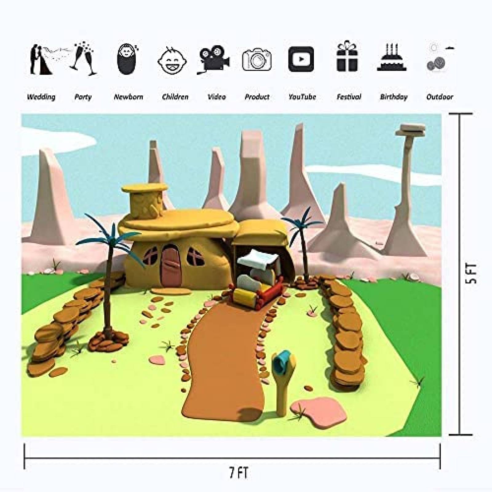 Fondo para fotografia JMING Los picapiedra 7x5ft -Colorido