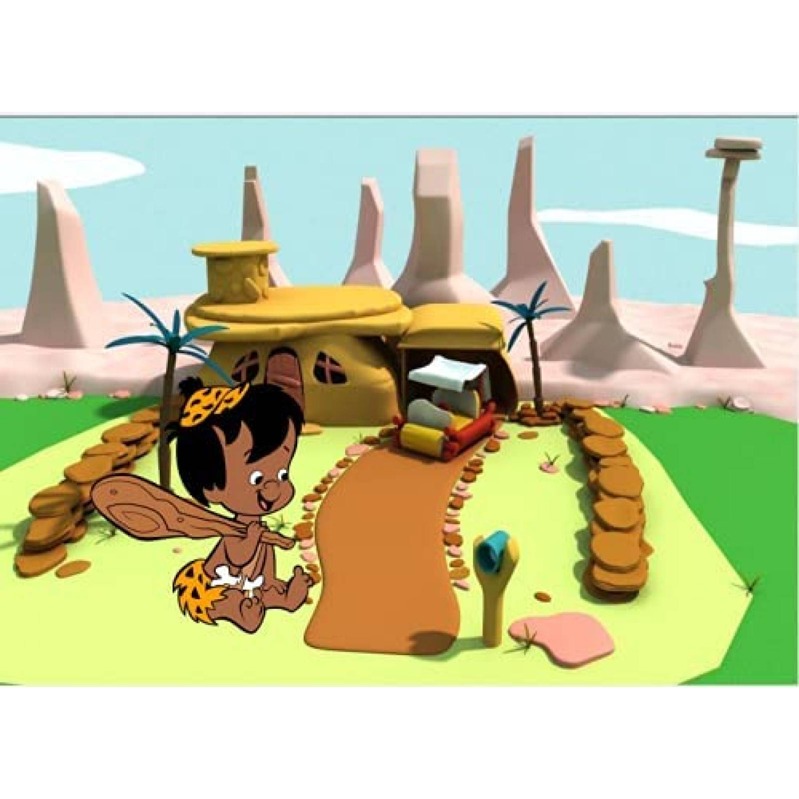 Telon de fondo JMING 7x5 vinilo The Picapiedras Bam bam