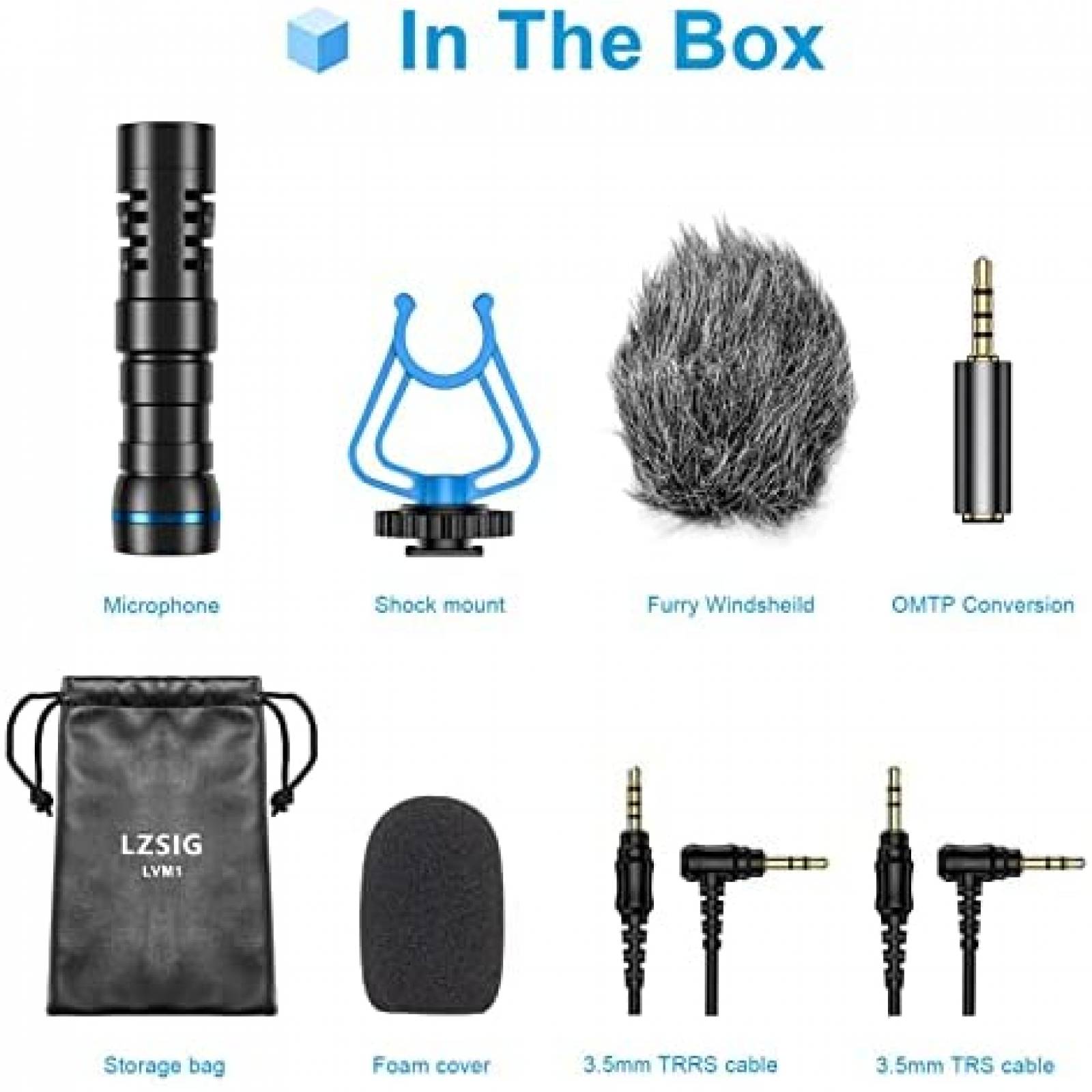 Microfono para Camara DSLR LZSIG con Accesorios -Negro