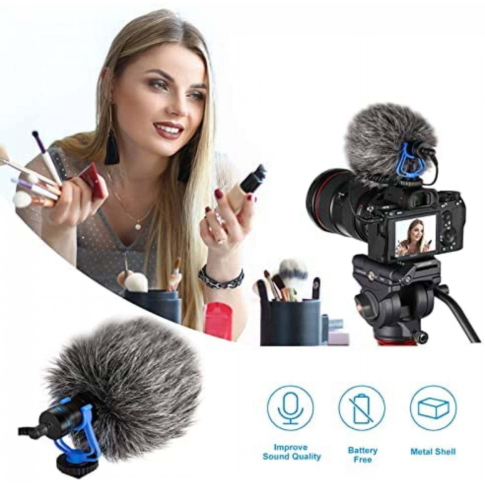 Microfono para Camara DSLR LZSIG con Accesorios -Negro