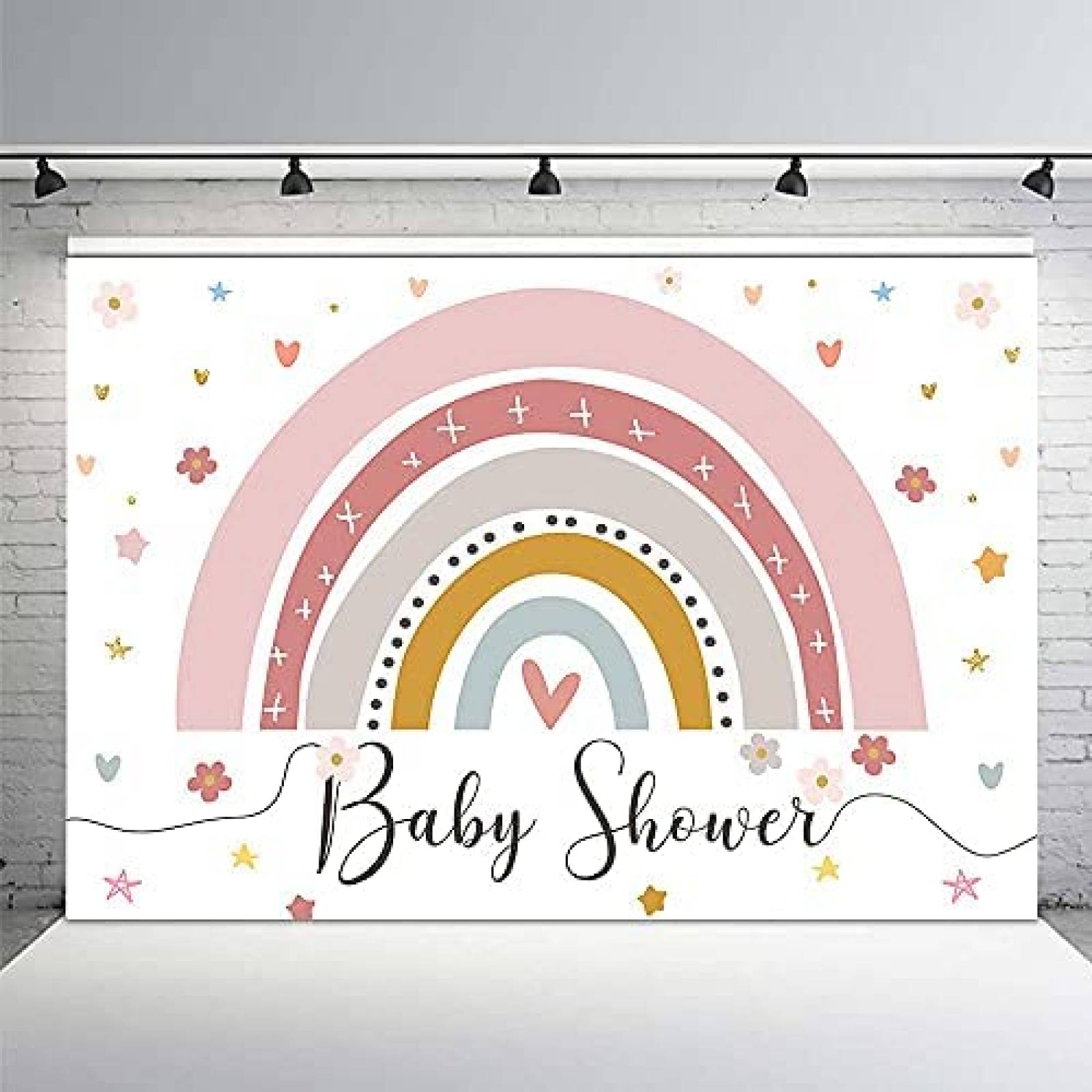 Fondo de Fotografia MEHOFOND Baby Shower 7x5 Pies -Arcoiris