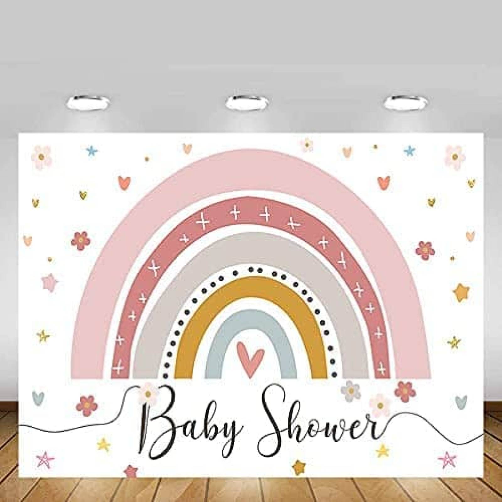 Fondo de Fotografia MEHOFOND Baby Shower 7x5 Pies -Arcoiris