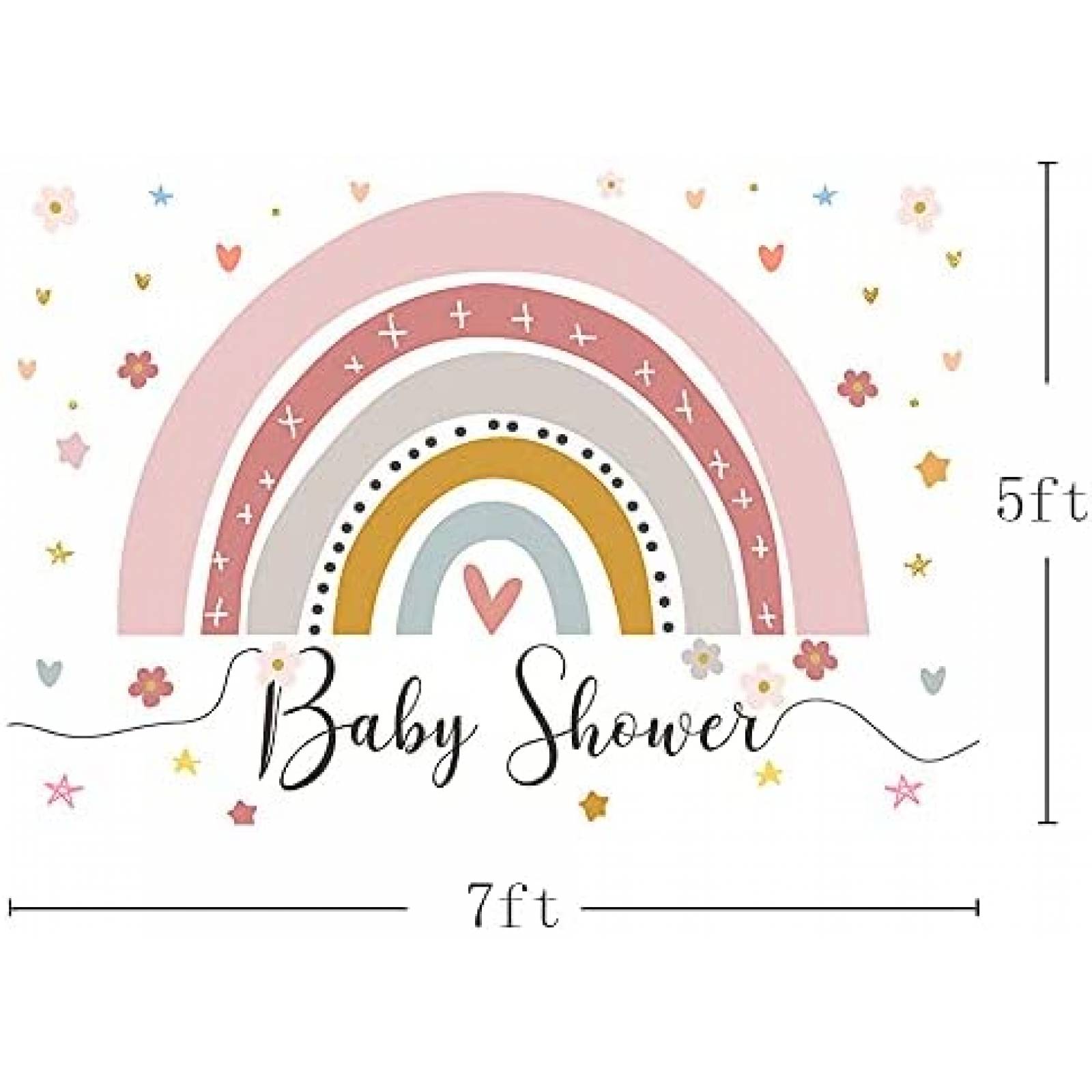Fondo de Fotografia MEHOFOND Baby Shower 7x5 Pies -Arcoiris