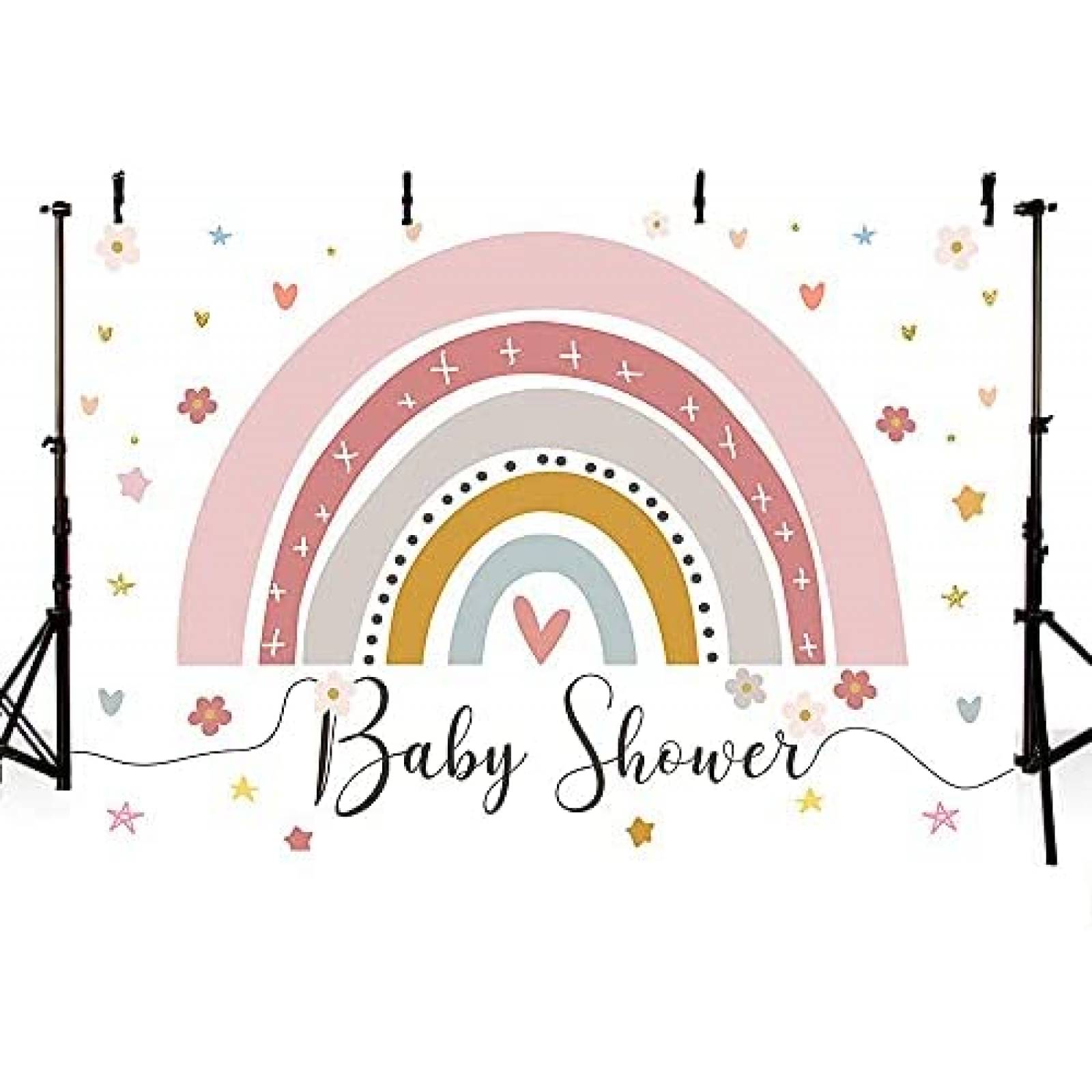 Fondo de Fotografia MEHOFOND Baby Shower 7x5 Pies -Arcoiris