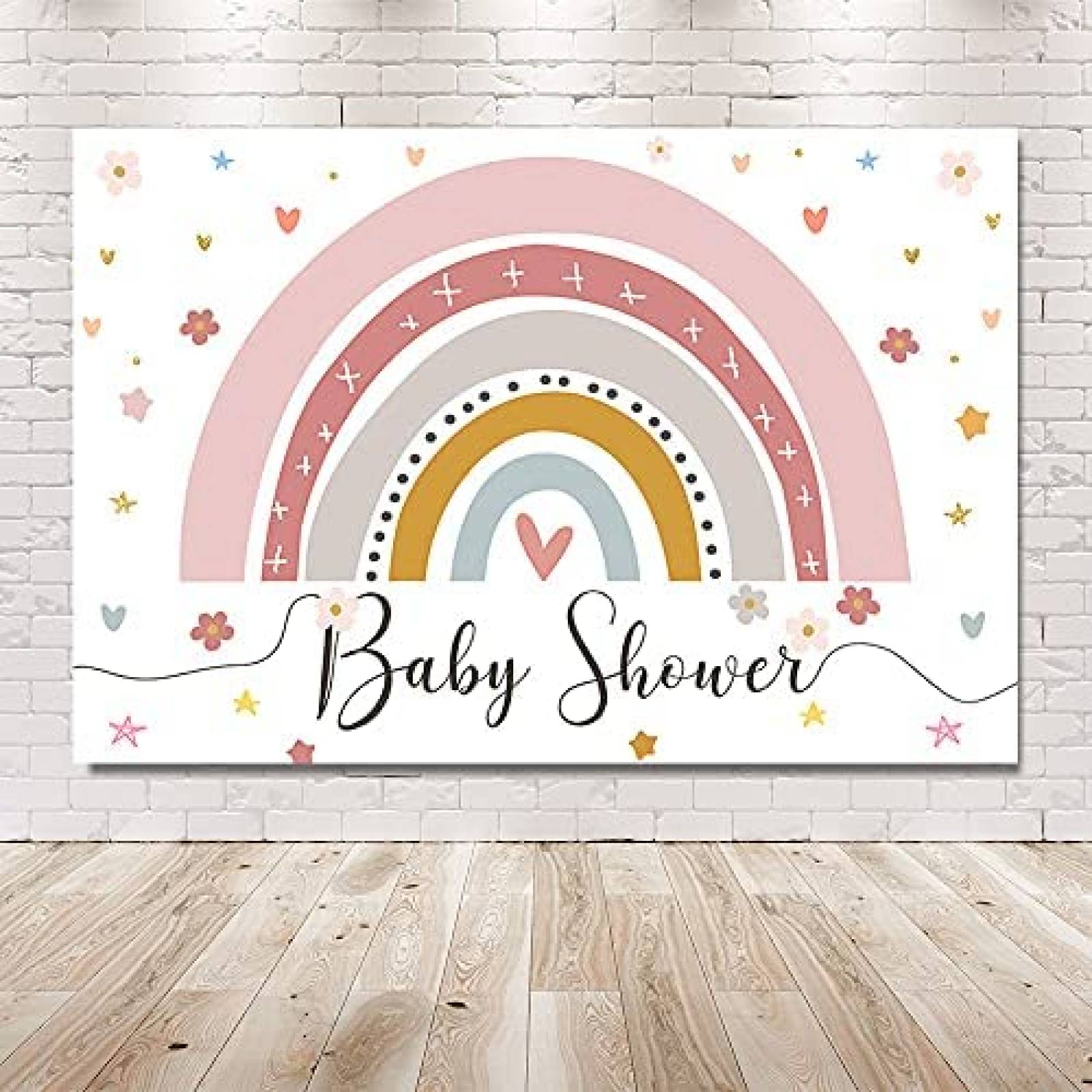 Fondo de Fotografia MEHOFOND Baby Shower 7x5 Pies -Arcoiris