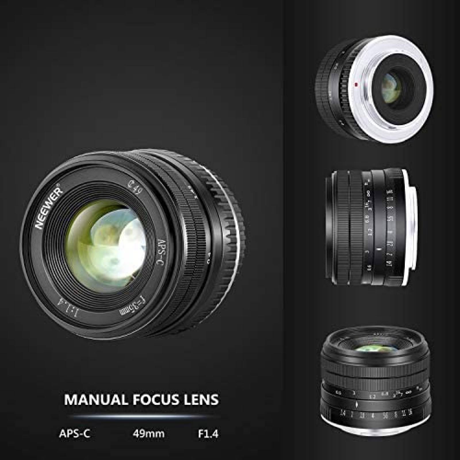 Lente de Camara NEEWER 35.4 F1.4 gran Apertura Prime APS-C