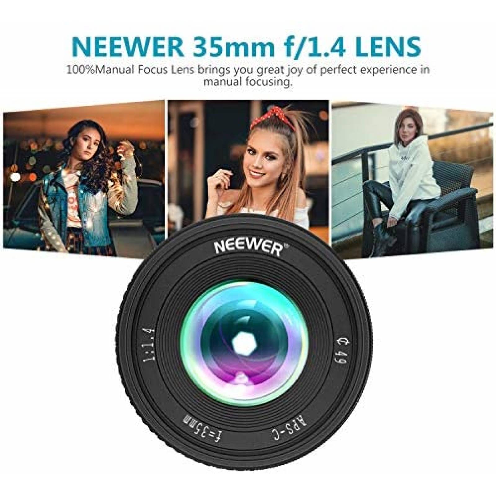 Lente de Camara NEEWER 35.4 F1.4 gran Apertura Prime APS-C