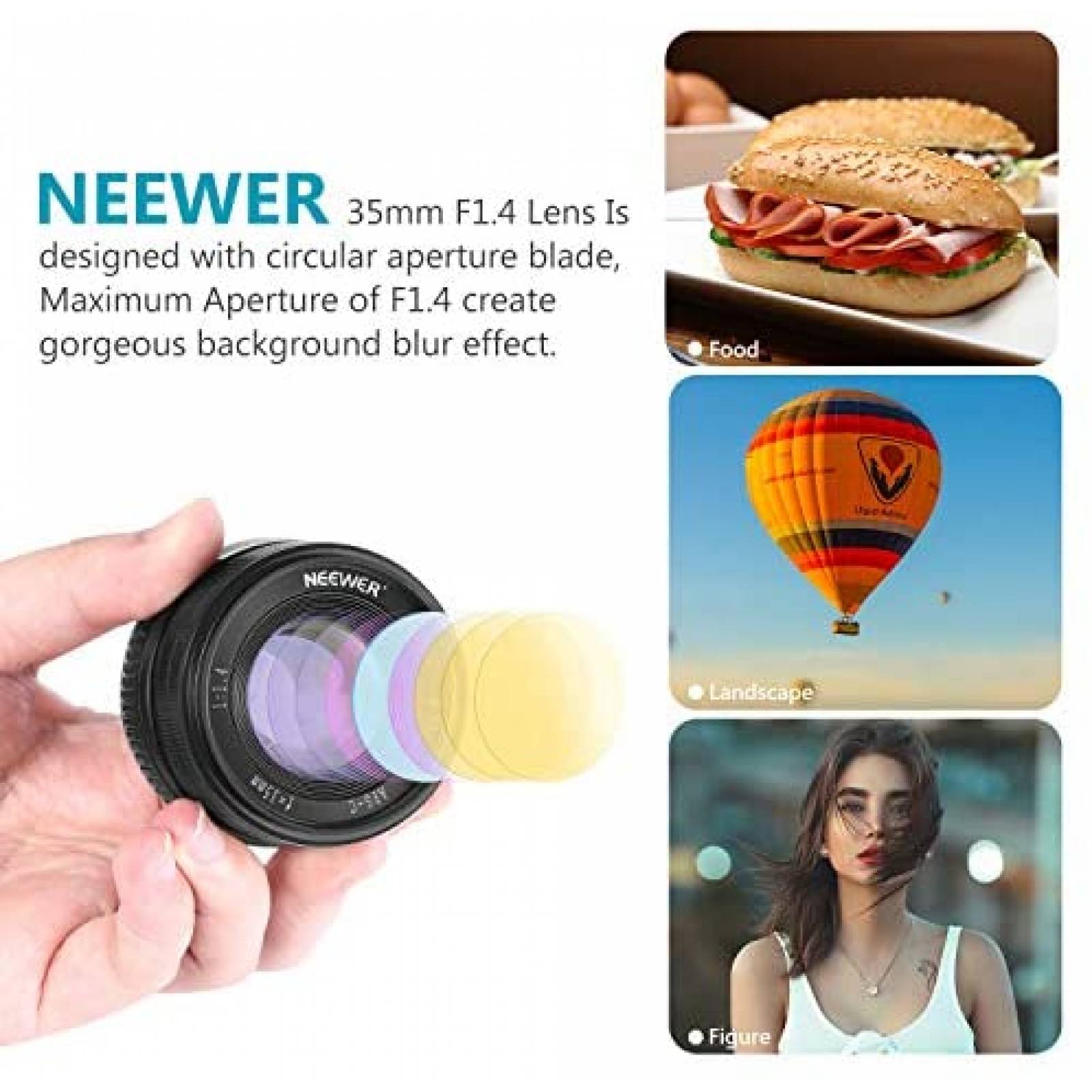 Lente de Camara NEEWER 35.4 F1.4 gran Apertura Prime APS-C