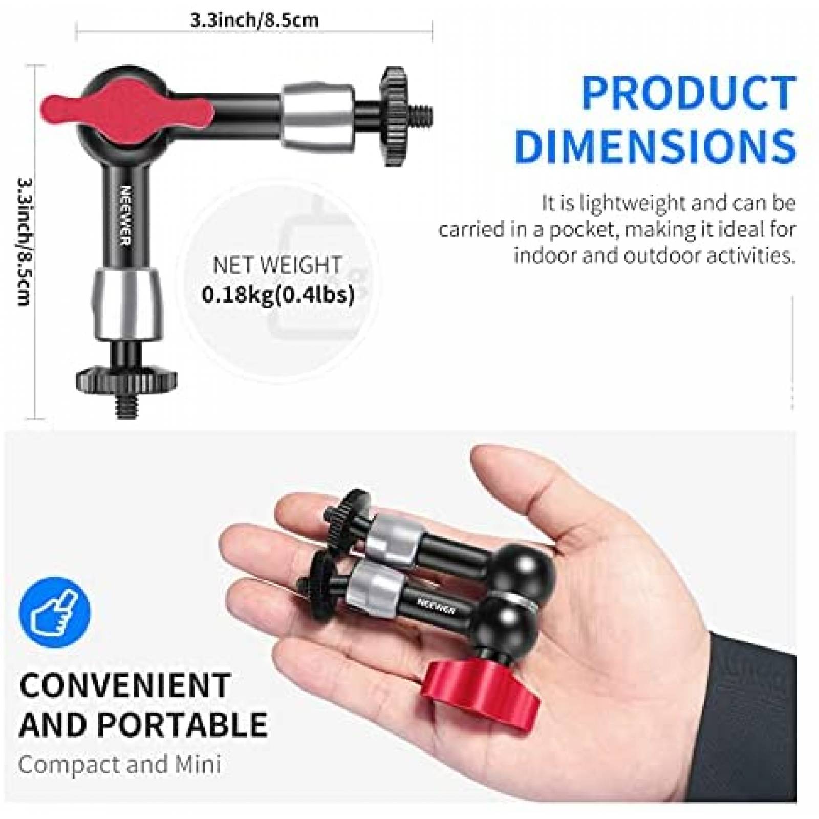 Brazo magico de friccion Neewer ajustable de 5.9 pulgadas