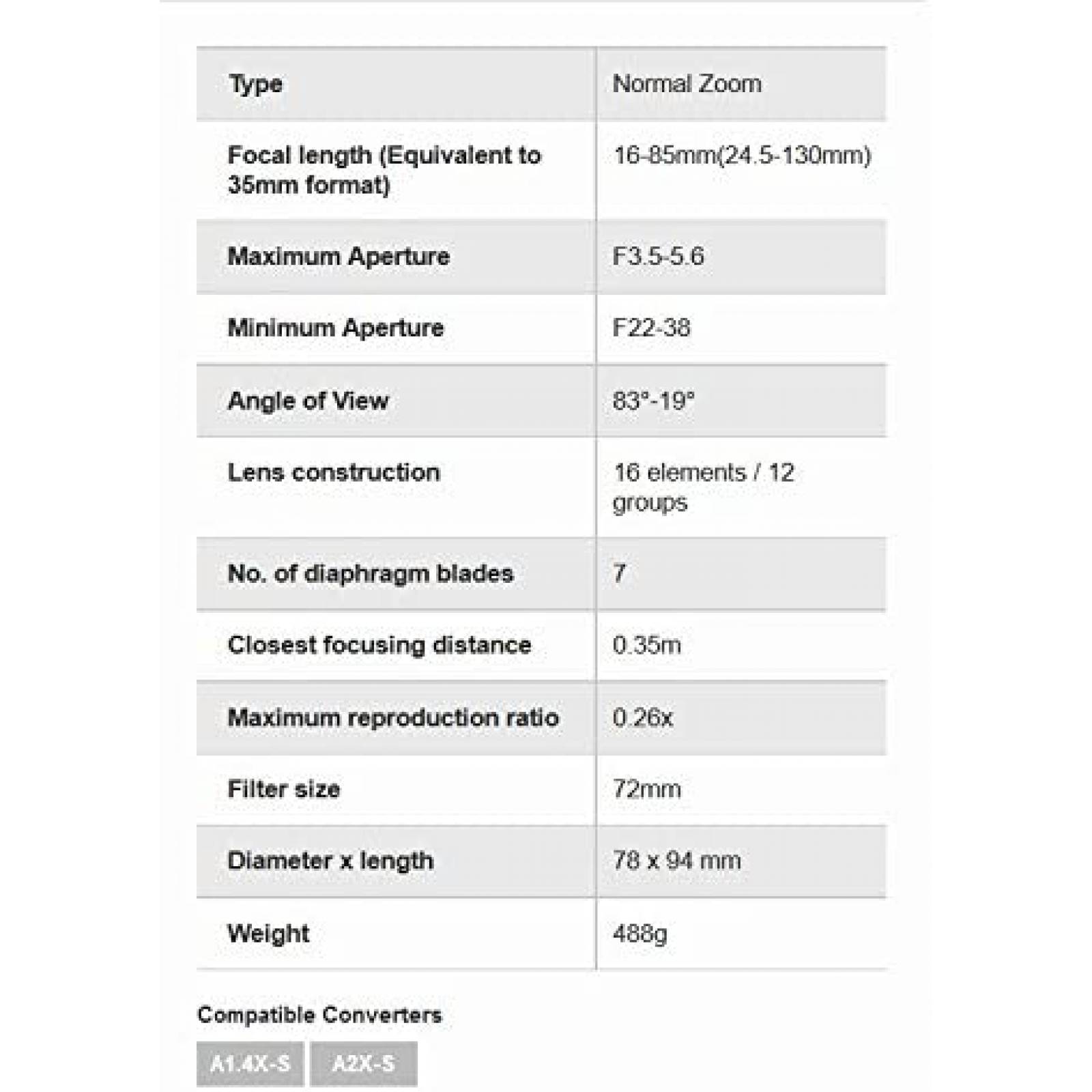Lente para camara Pentax HD Pentax DA 16  85 mm para KAF