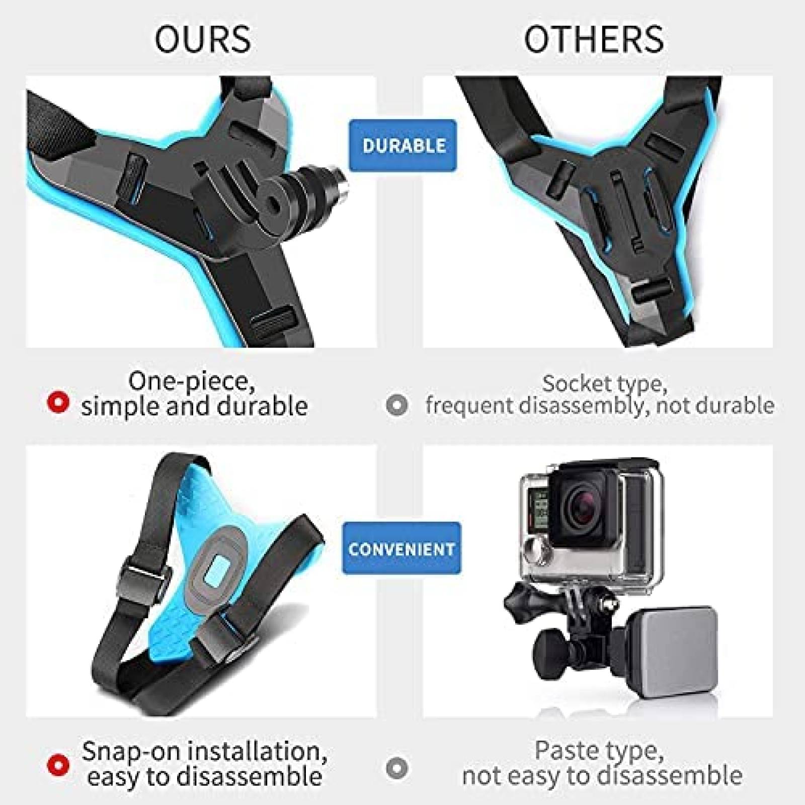 Montaje de Casco de Motocicleta REYGEAK para Camara -Negro