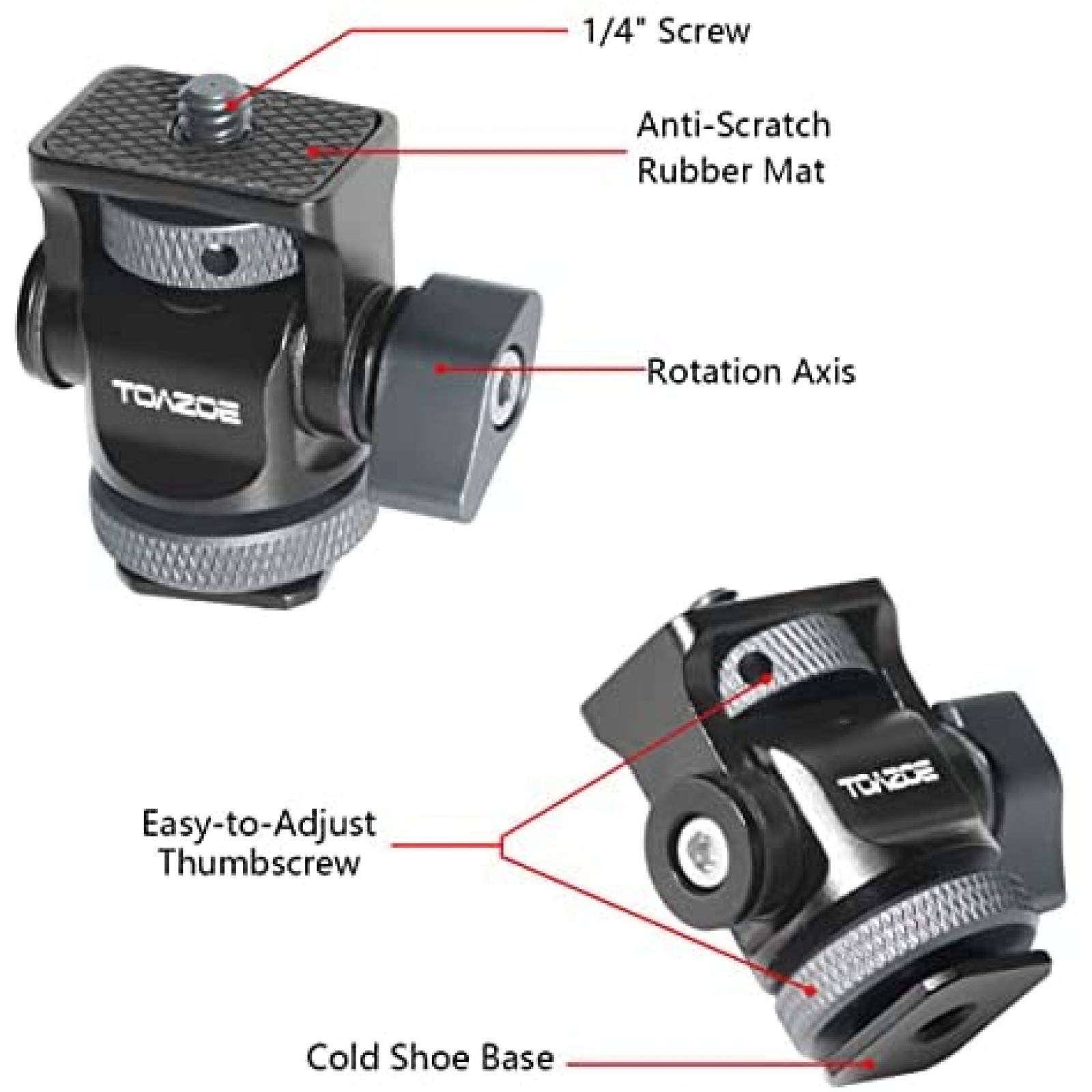 Soporte de montaje TOAZOE para monitor de campo 360 -Negro
