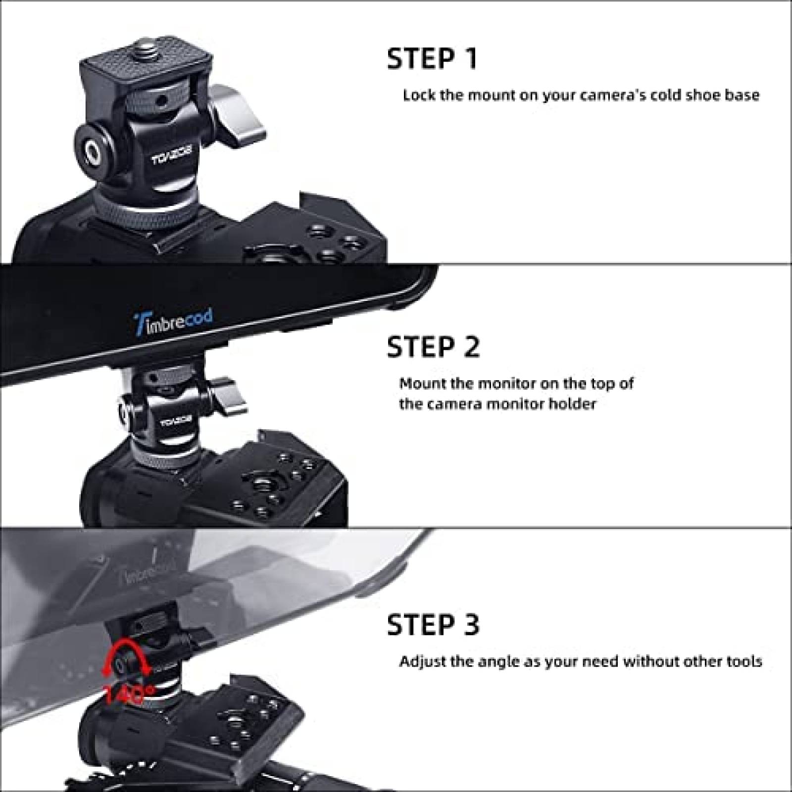 Soporte de montaje TOAZOE para monitor de campo 360 -Negro