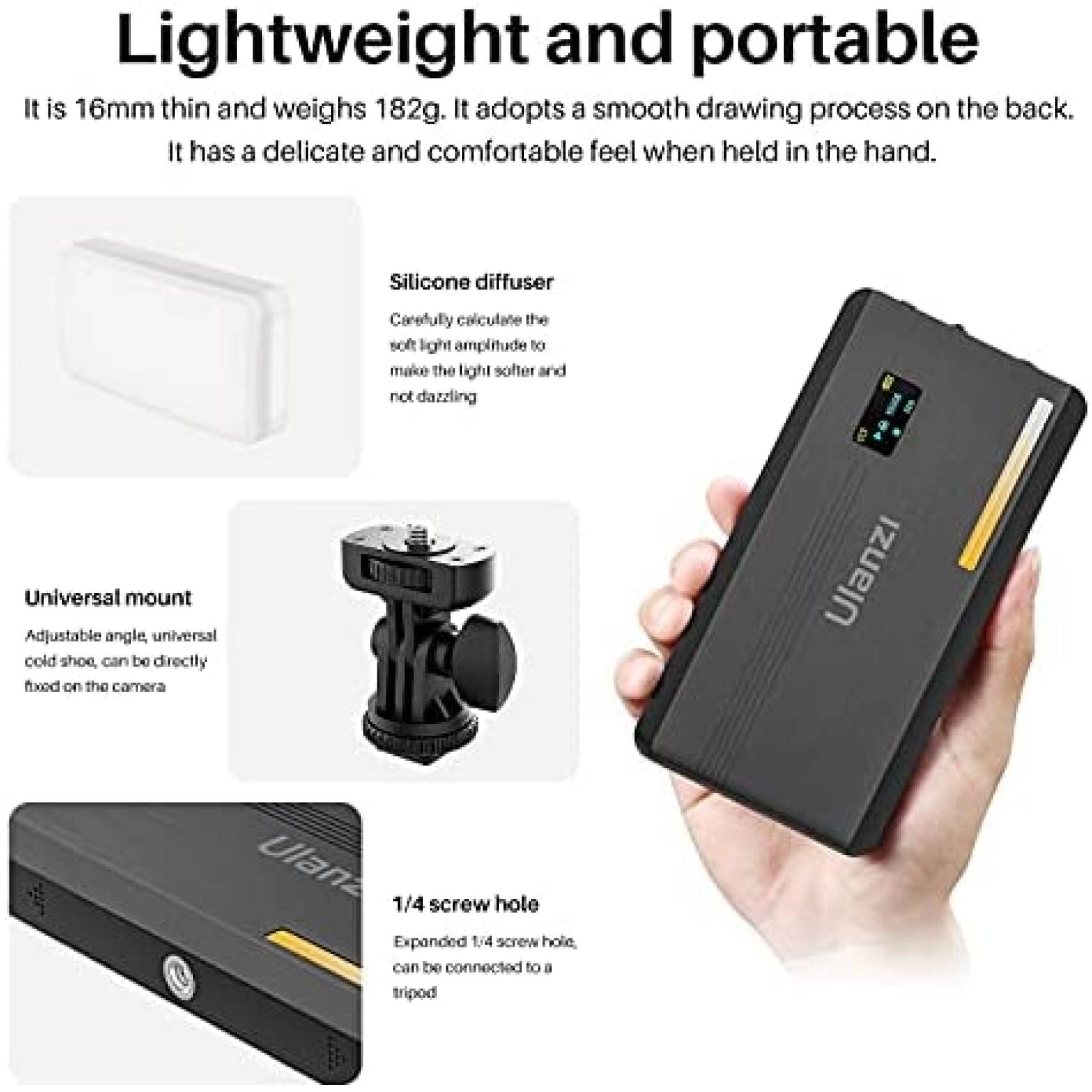 Panel de Luz LED ULANZI VL200 2500-9000K Bi Color -Negro