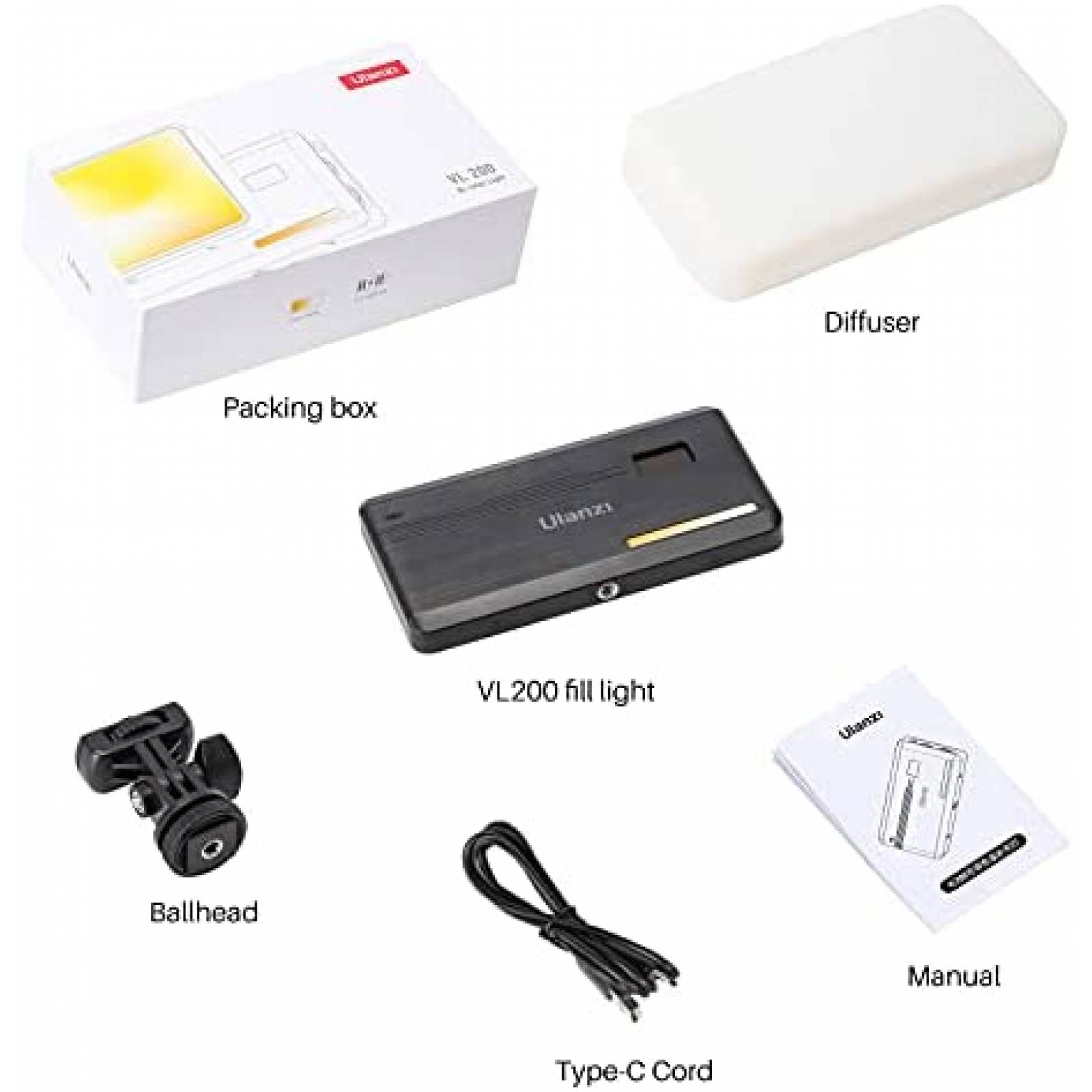 Panel de Luz LED ULANZI VL200 2500-9000K Bi Color -Negro