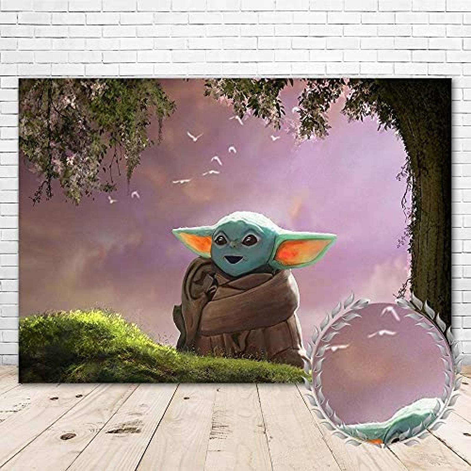 Fondo Fotografia VV Backdrop Baby Yoda Rustico Madera Nios