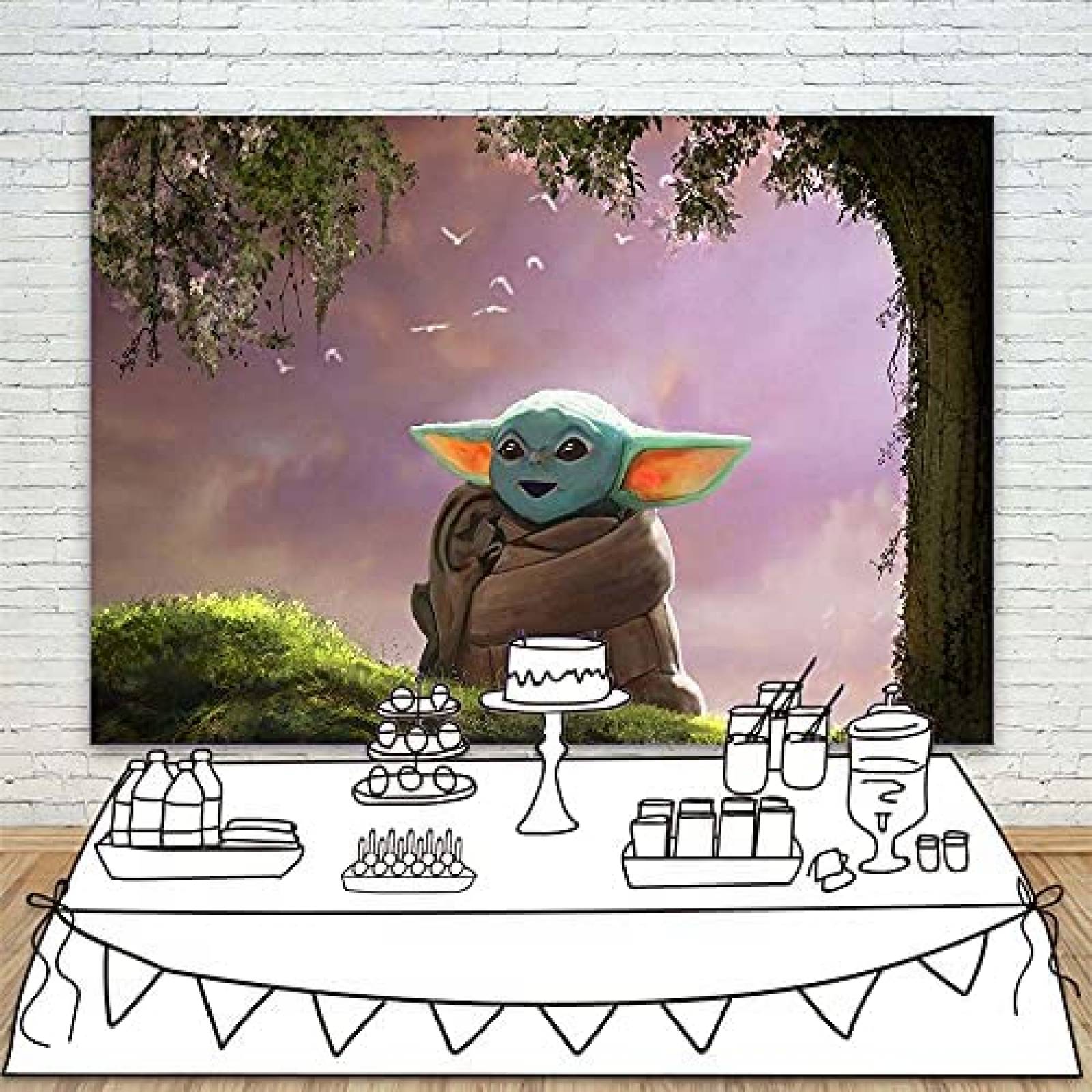 Fondo Fotografia VV Backdrop Baby Yoda Rustico Madera Nios