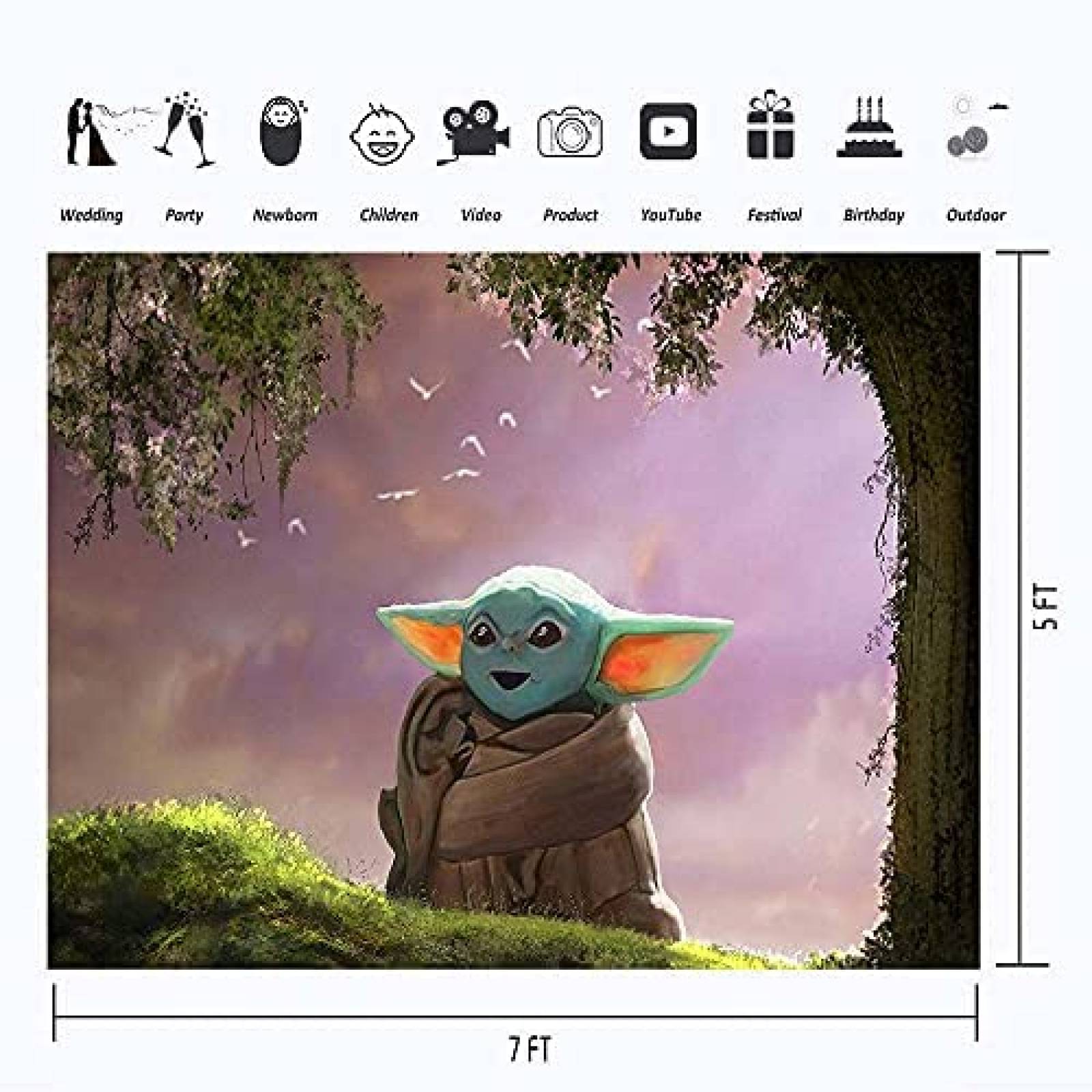 Fondo Fotografia VV Backdrop Baby Yoda Rustico Madera Nios