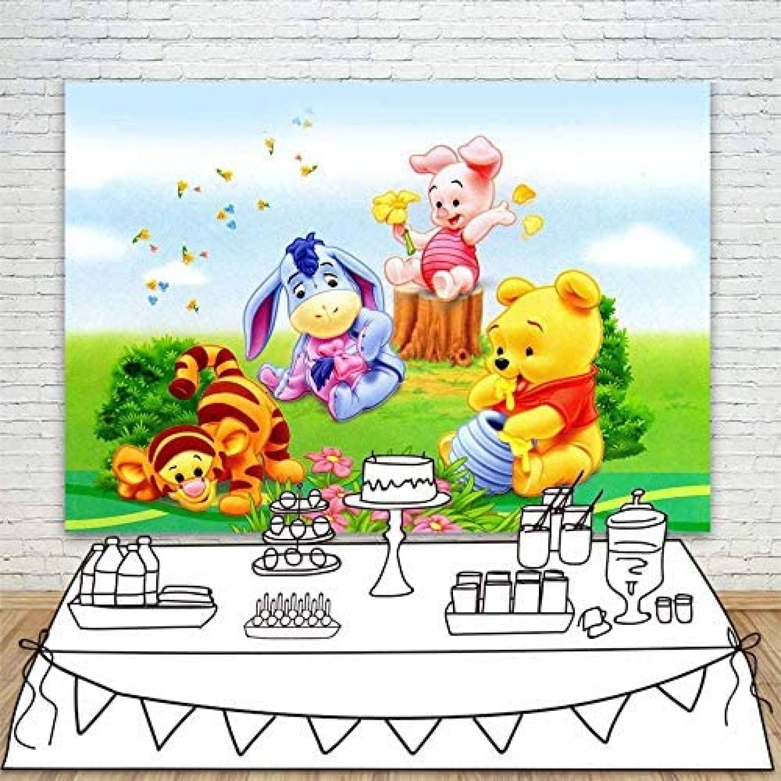 Telon de Fondo VV Backdrop Winnie Pooh Bebe 7x5ft Poliester