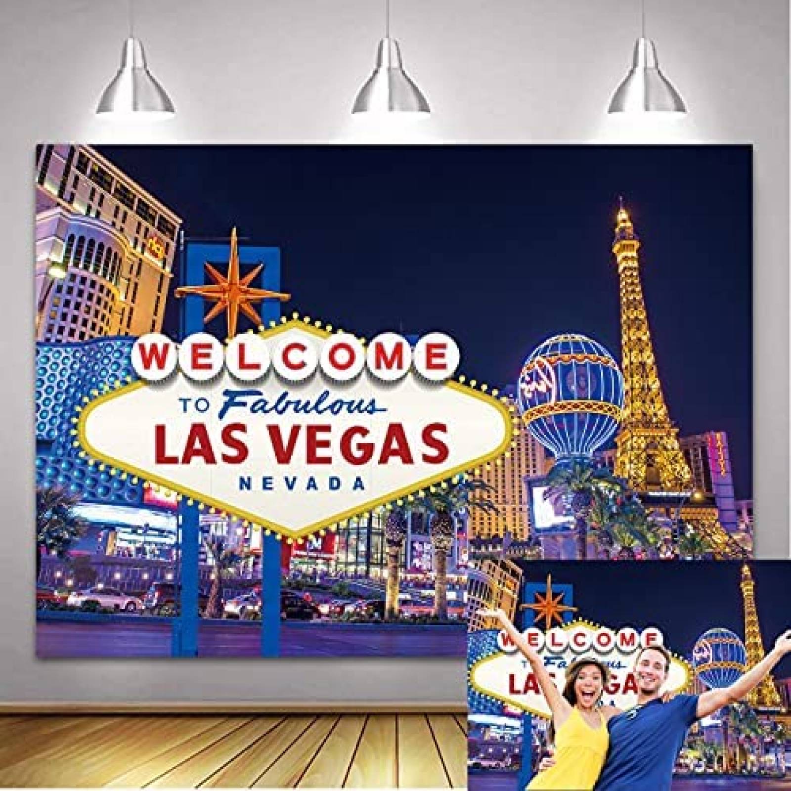 Fondo para Fotografia WR de 7x5 Pies -Las Vegas de Noche