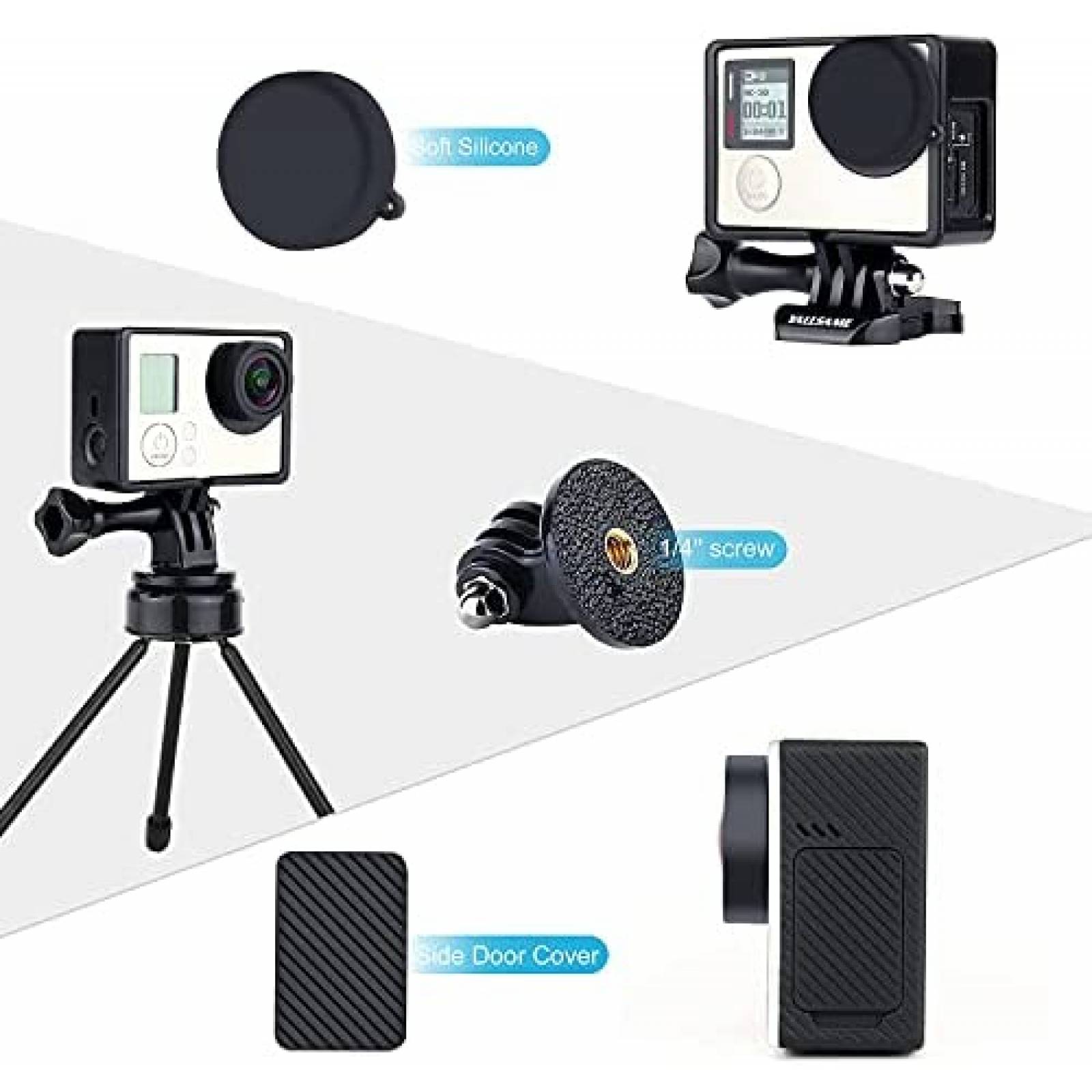 Protector para GoPro Hero 4 YALLSAME de silicon -Negro