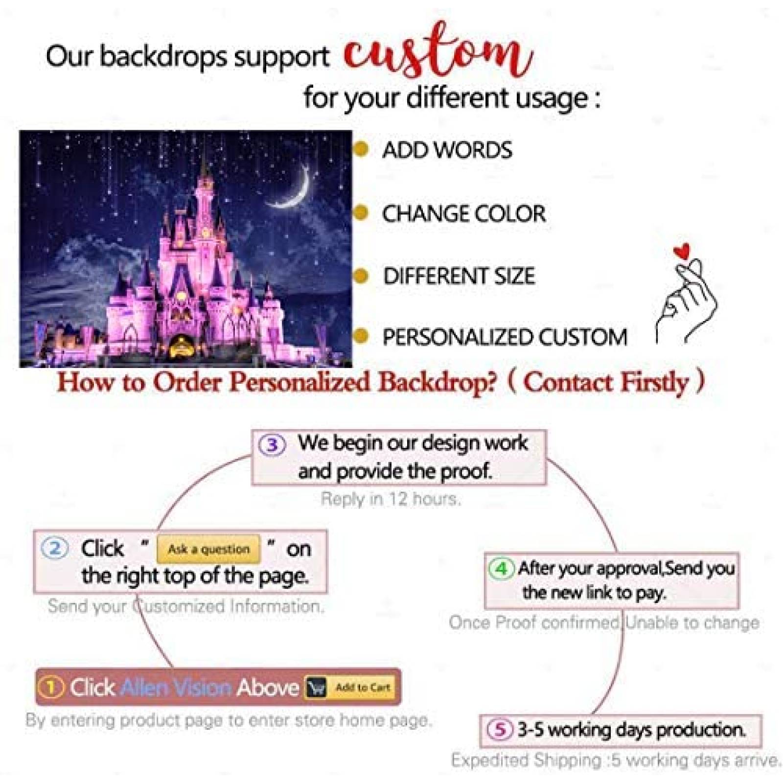 Telon de Fondo Younger Land Castillo de Disney 7x5ft -Azul