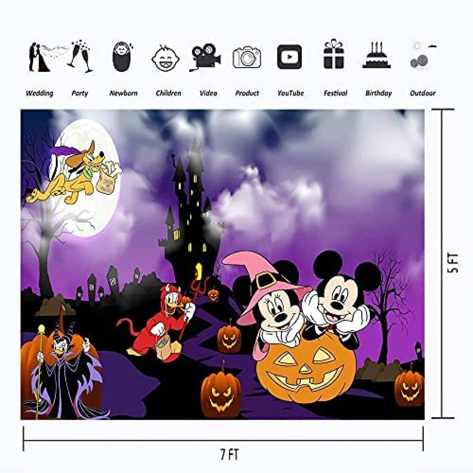 Fondo Fotografia YouRan Halloween Disney Mickey Minnie
