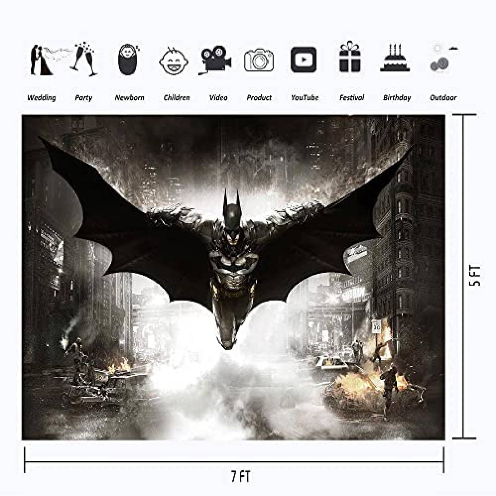 Fondo para Fotografia YouRan de 7 x 5 Pies -Batman