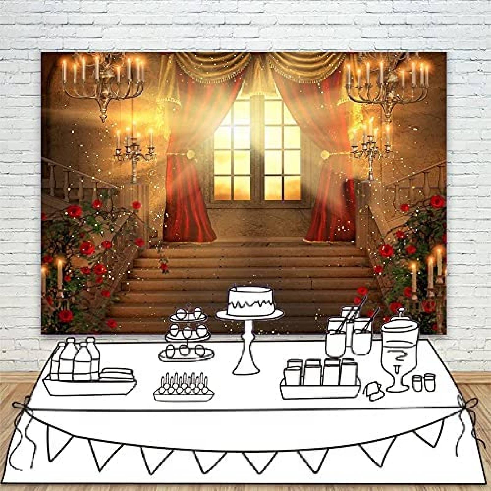 Fondo de Fotografia YouRan 7x5ft -Castillo Bella y la Bestia