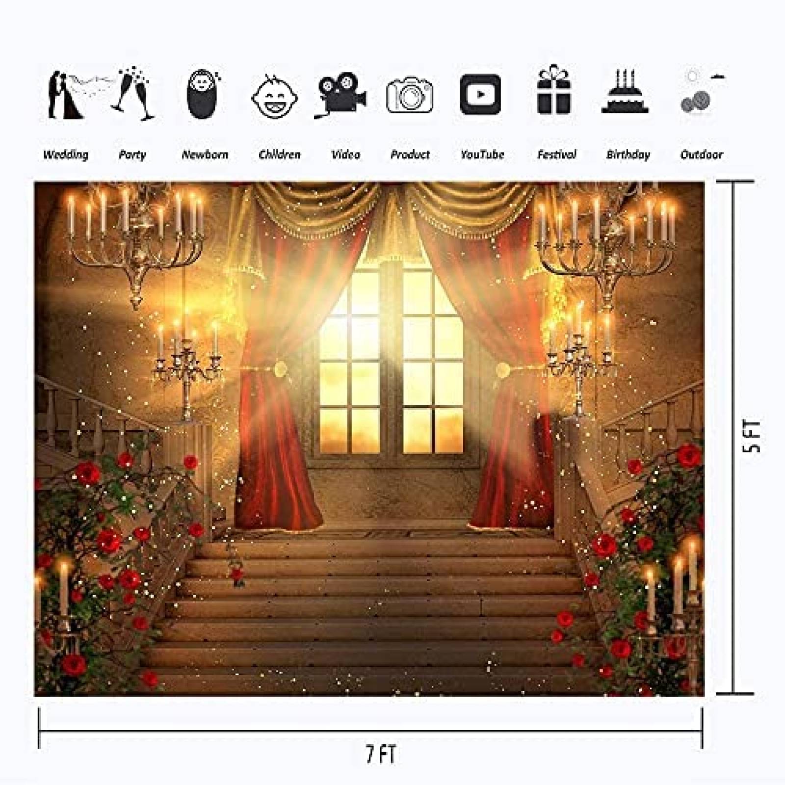 Fondo de Fotografia YouRan 7x5ft -Castillo Bella y la Bestia