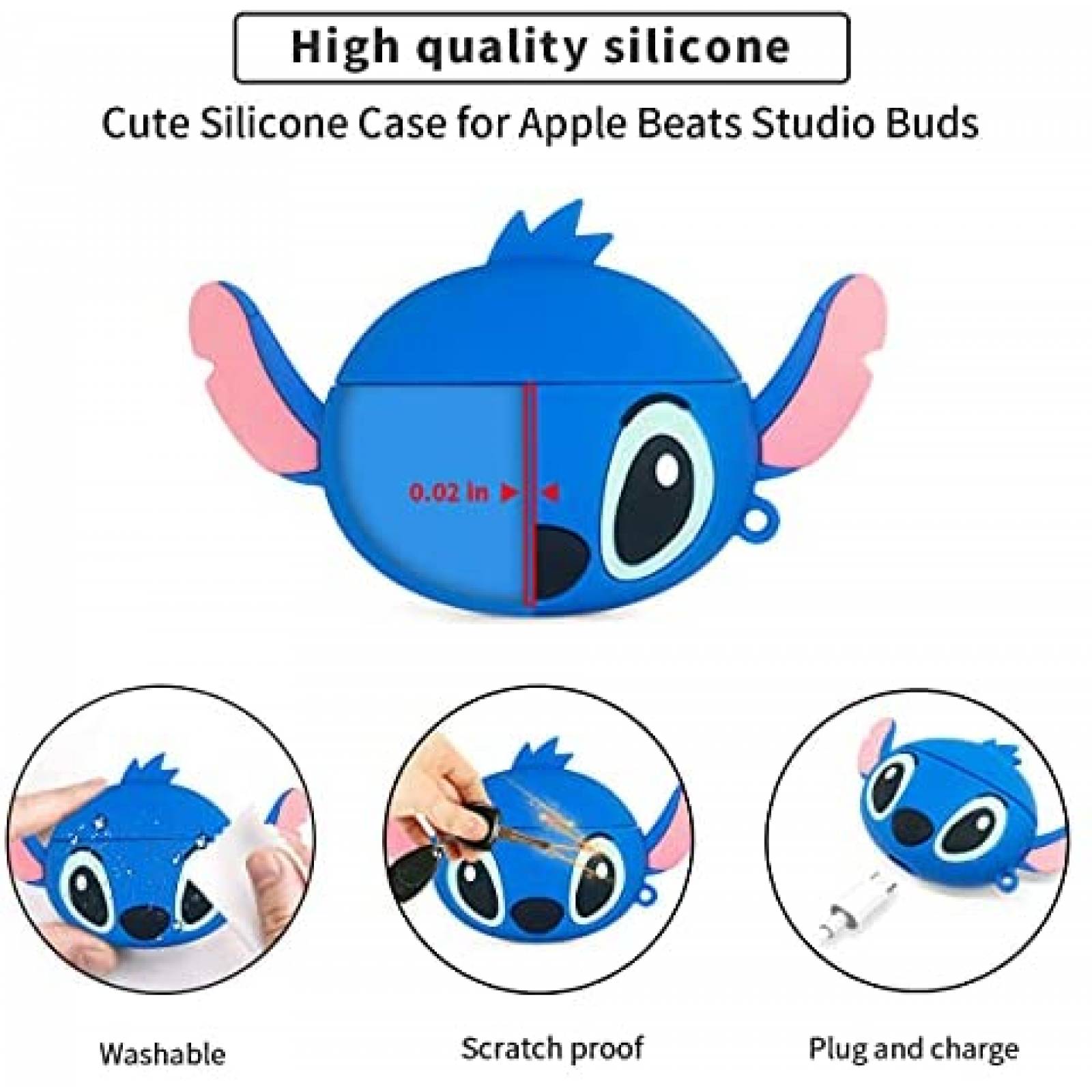 Funda para Beats Studio Buds Alquar Stitch de silicon -Azul