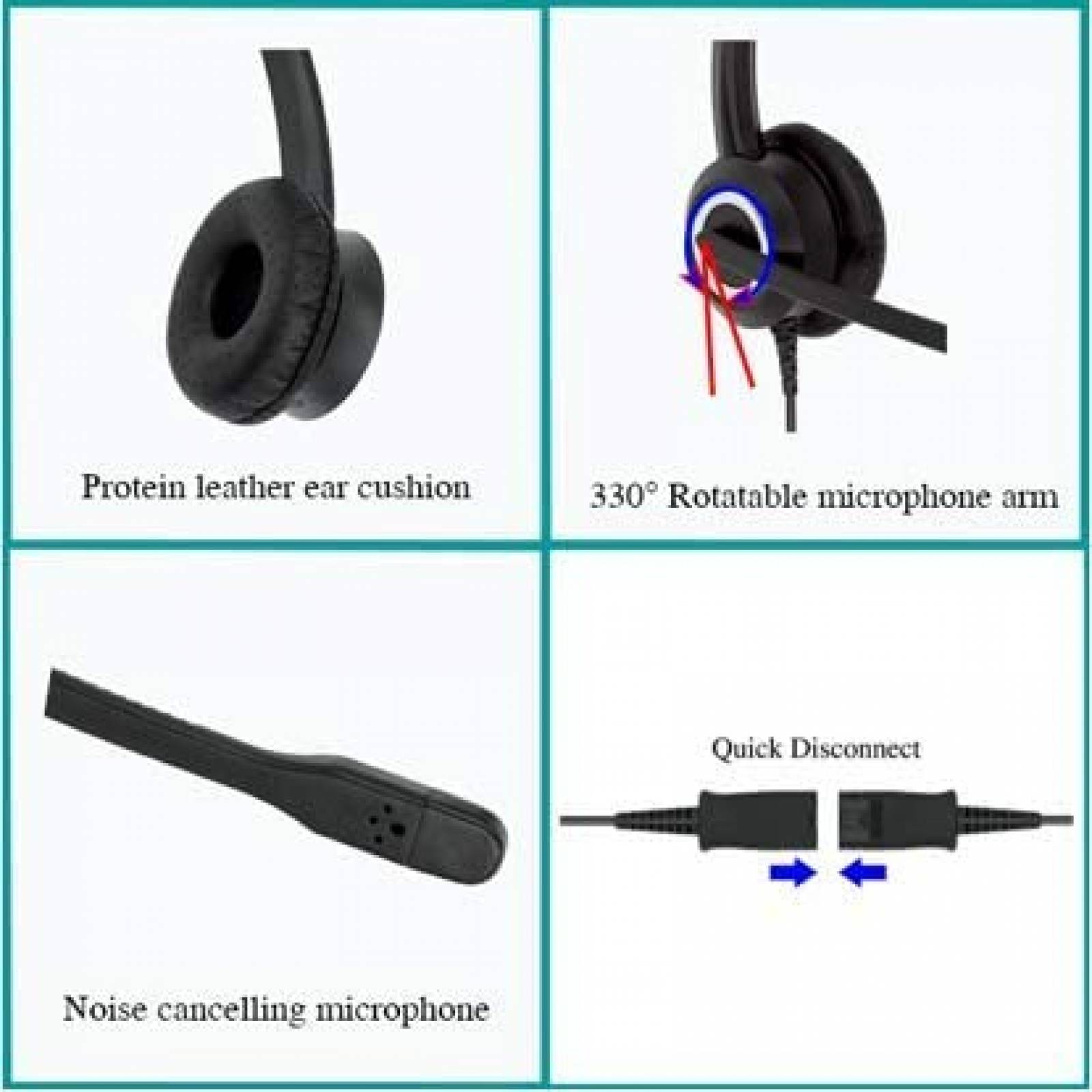 Diadema con microfono Avaya alambrico 3.5mm -Negro