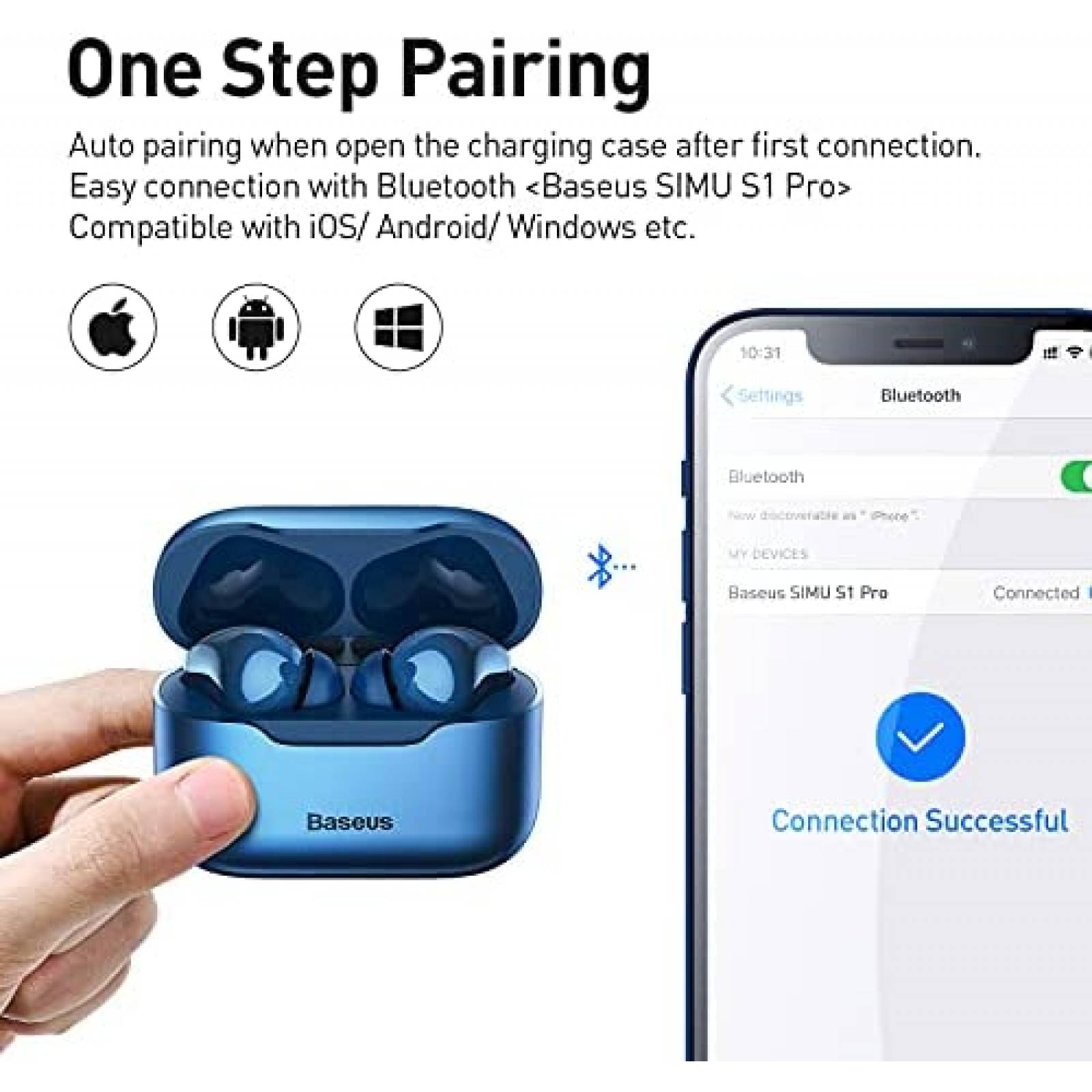 Auriculares Baseus S1 Pro Inalambricos Con Microfono -Azul