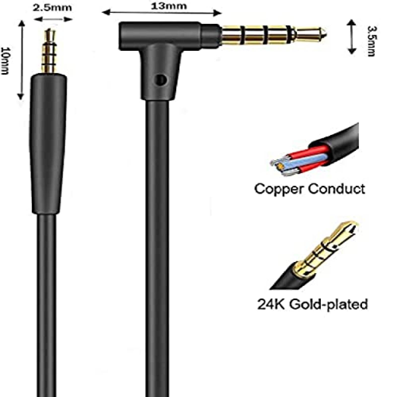 Cable para Bose QuietComfort BINGLE 3.5 a 2.5mm -Negro