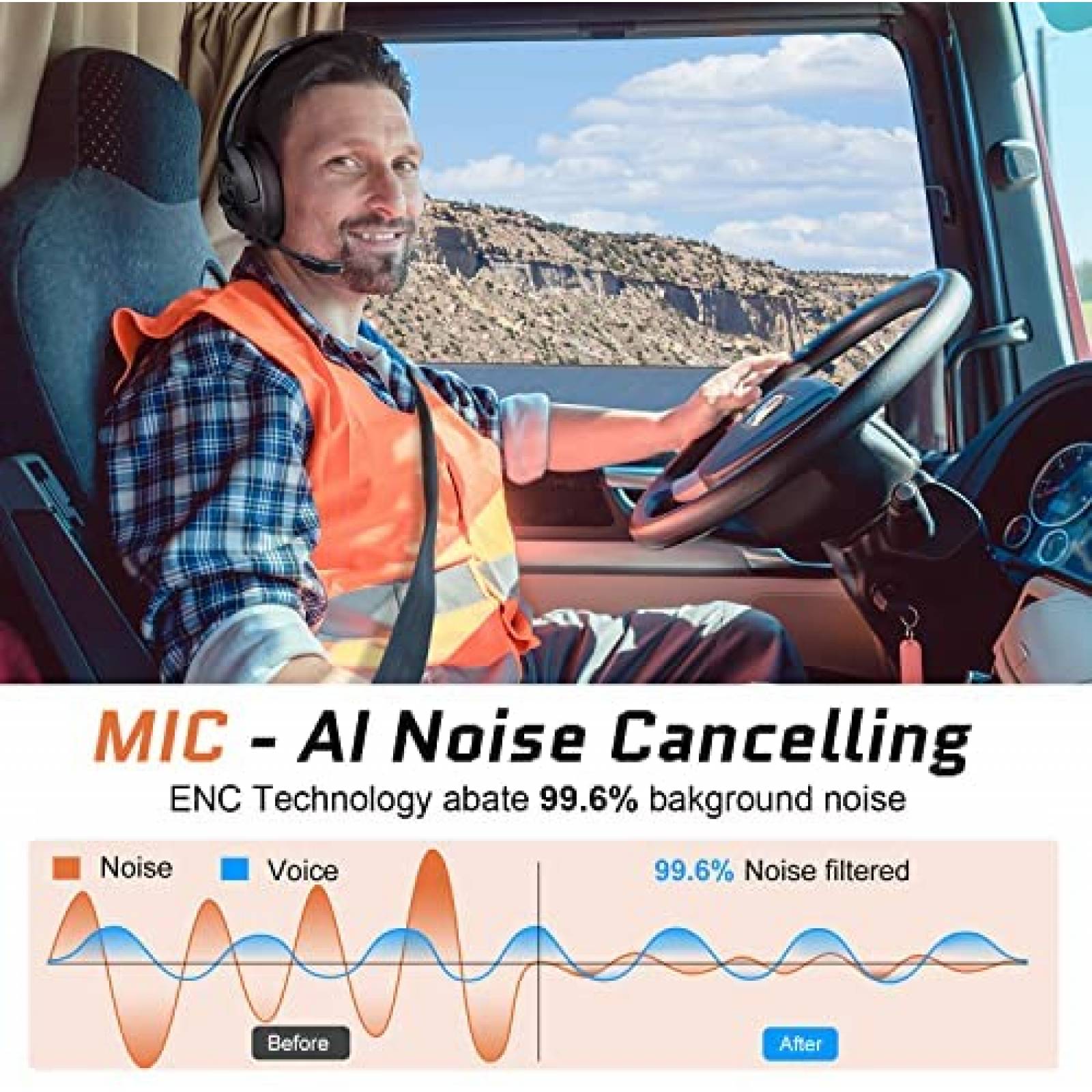 Audifonos EKSA Inalambrico Con Cancelacion de Ruido -Negro