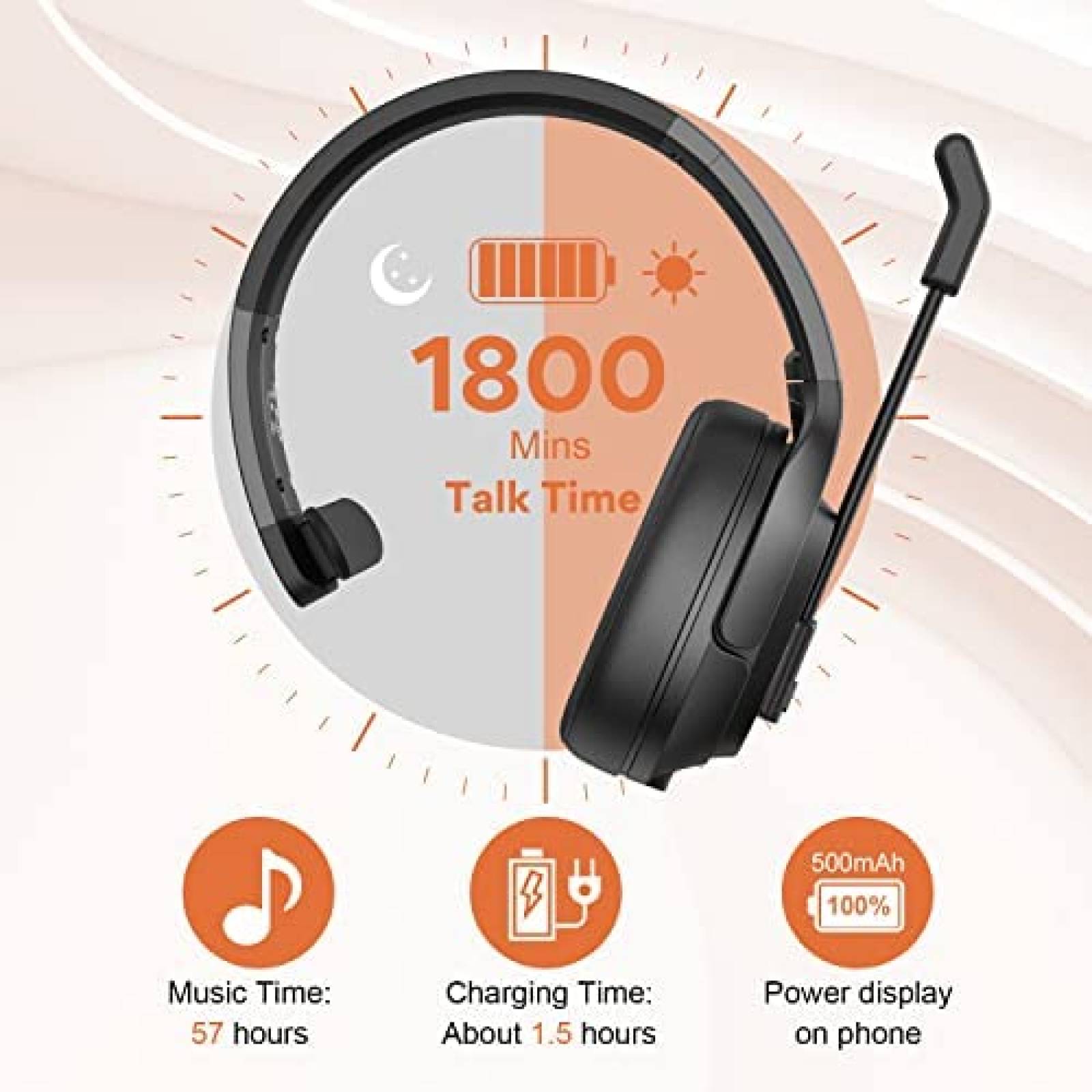 Audifonos EKSA Inalambrico Con Cancelacion de Ruido -Negro