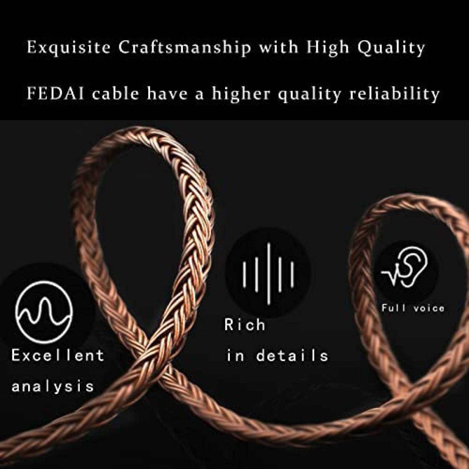 Cable de Audio FEDAI de Jack 4.4mm a 2 MMCX -Cobre