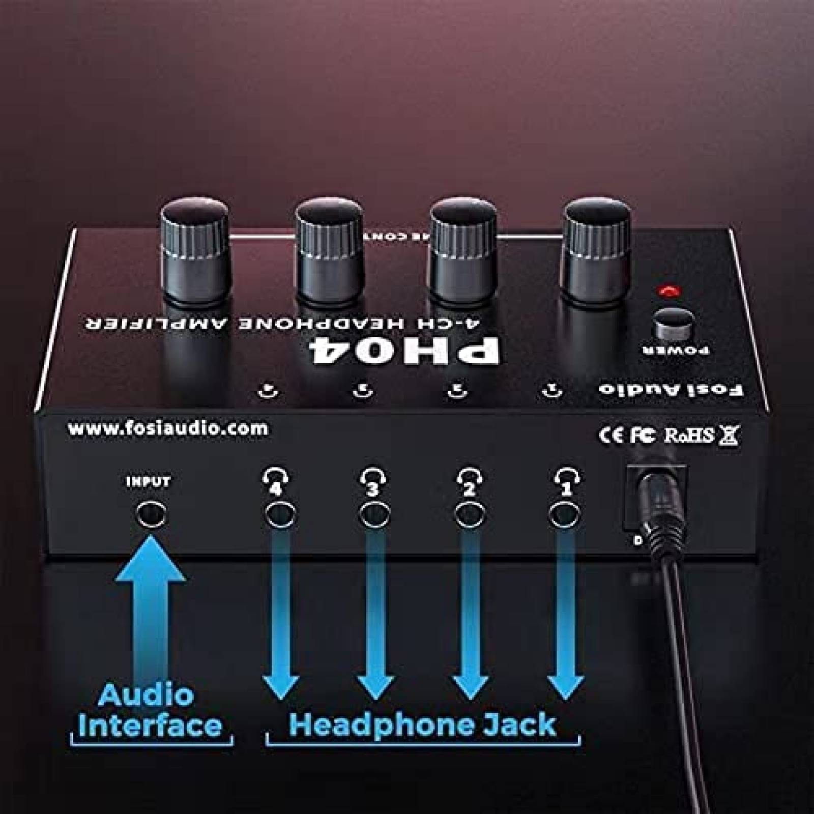 Amplificador de Sonido Fosi Audio PH04 4 Canales -Negro