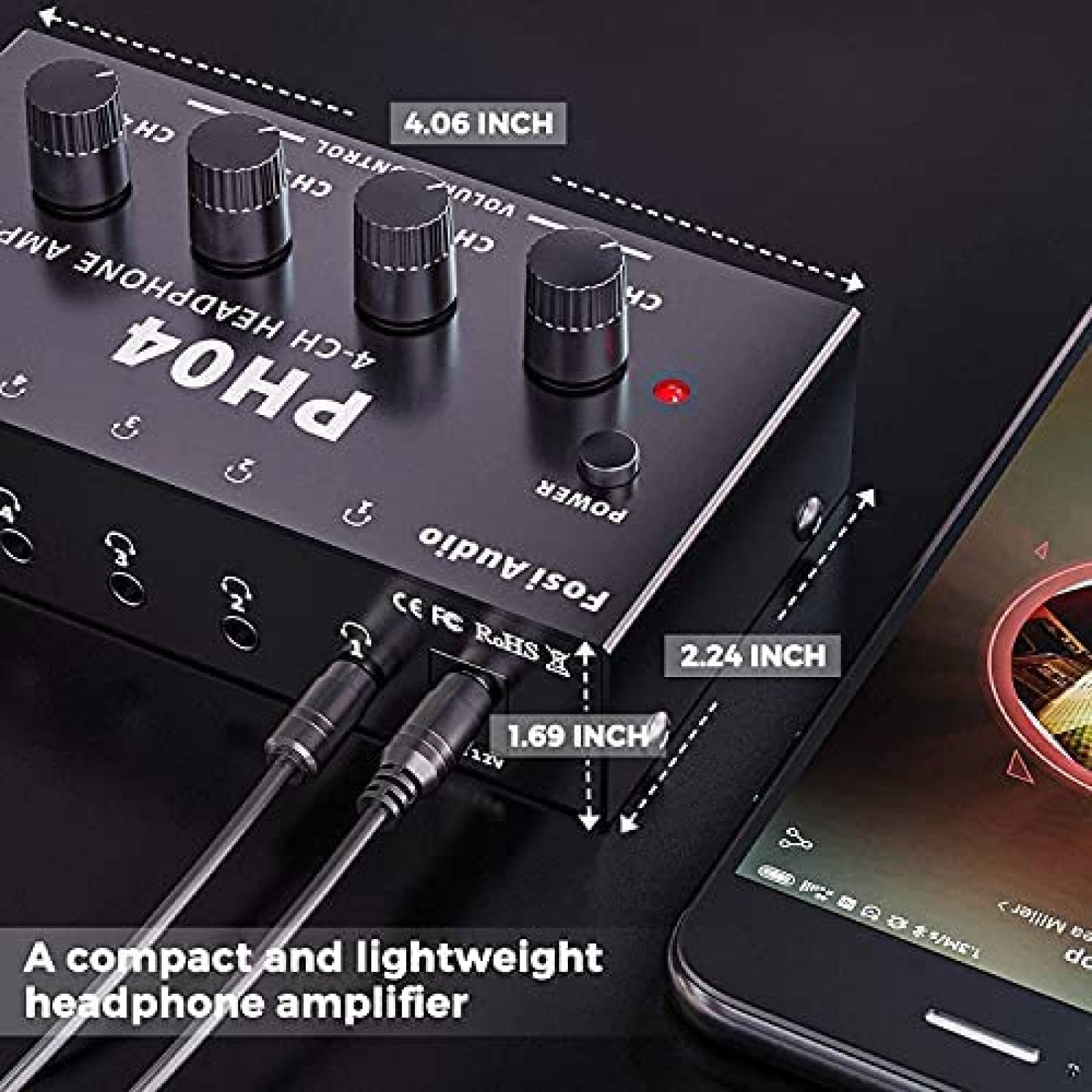 Amplificador de Sonido Fosi Audio PH04 4 Canales -Negro