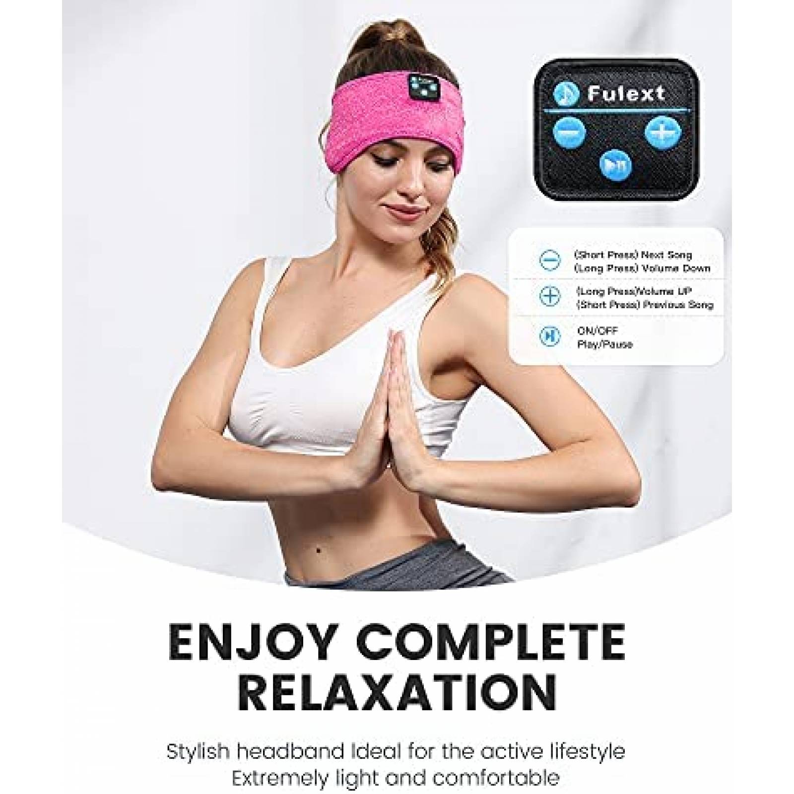 Audifonos Fulext Bluetooth banda para dormir suave -Rosa