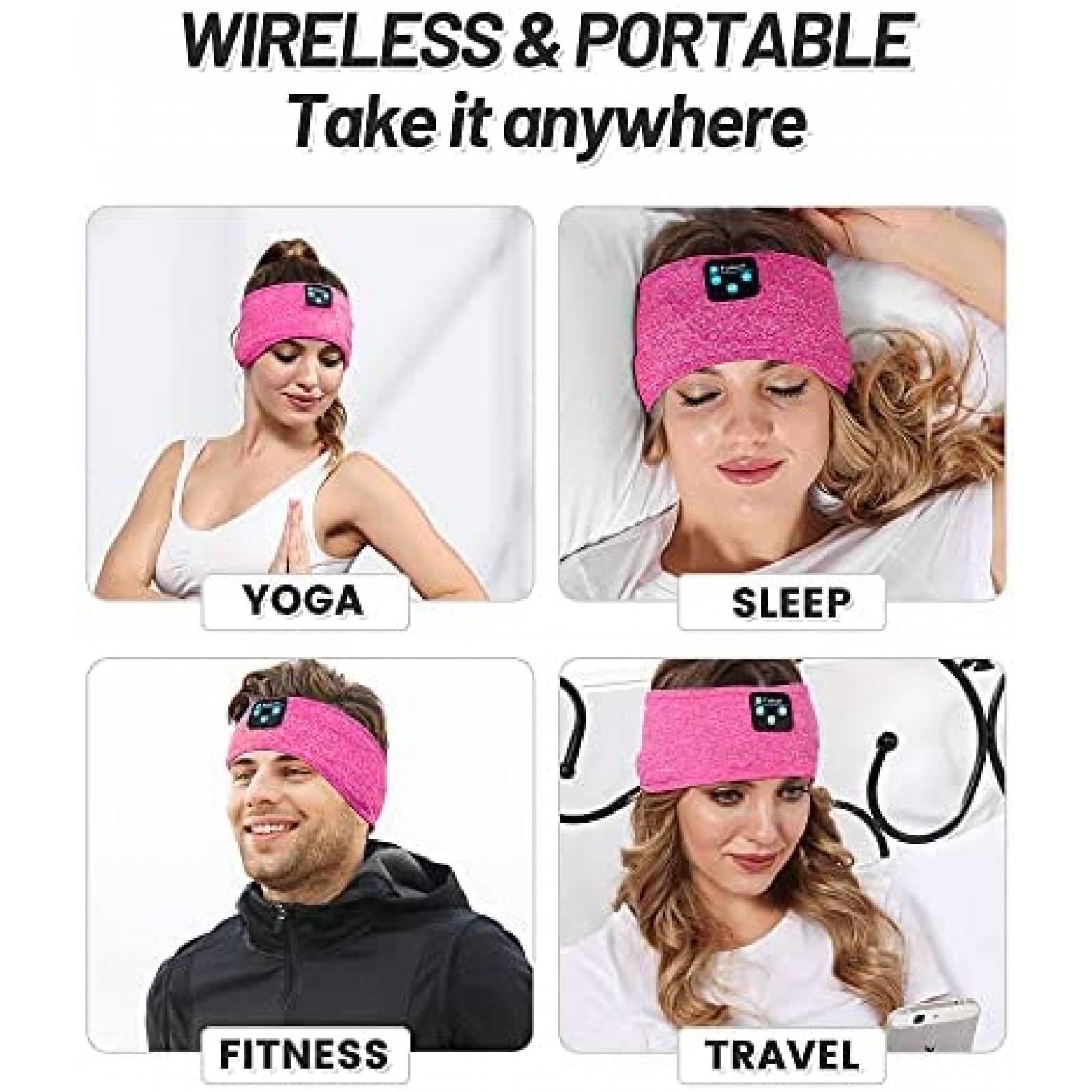 Audifonos Fulext Bluetooth banda para dormir suave -Rosa