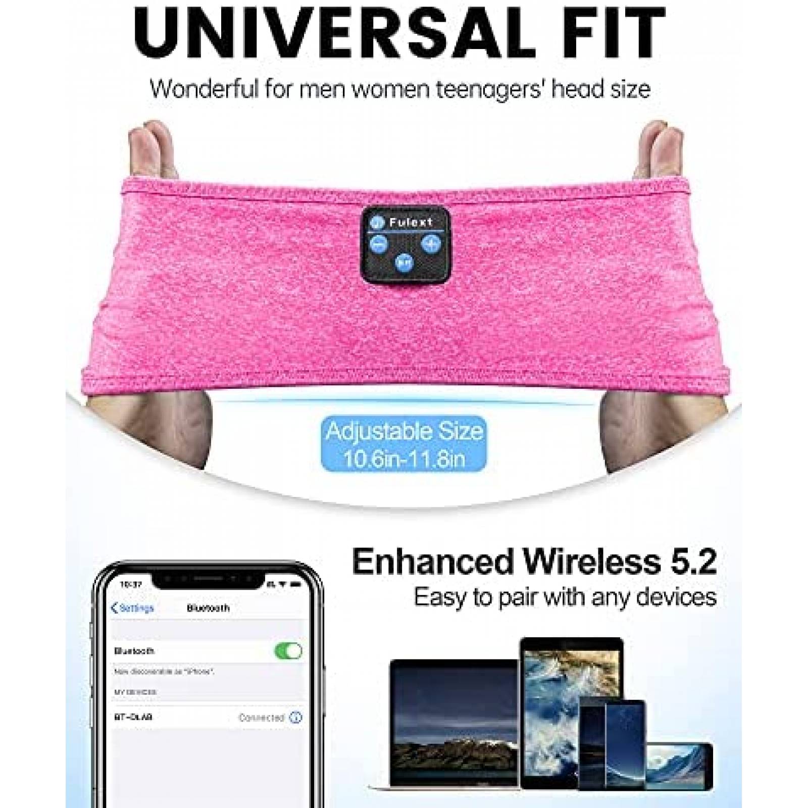 Audifonos Fulext Bluetooth banda para dormir suave -Rosa