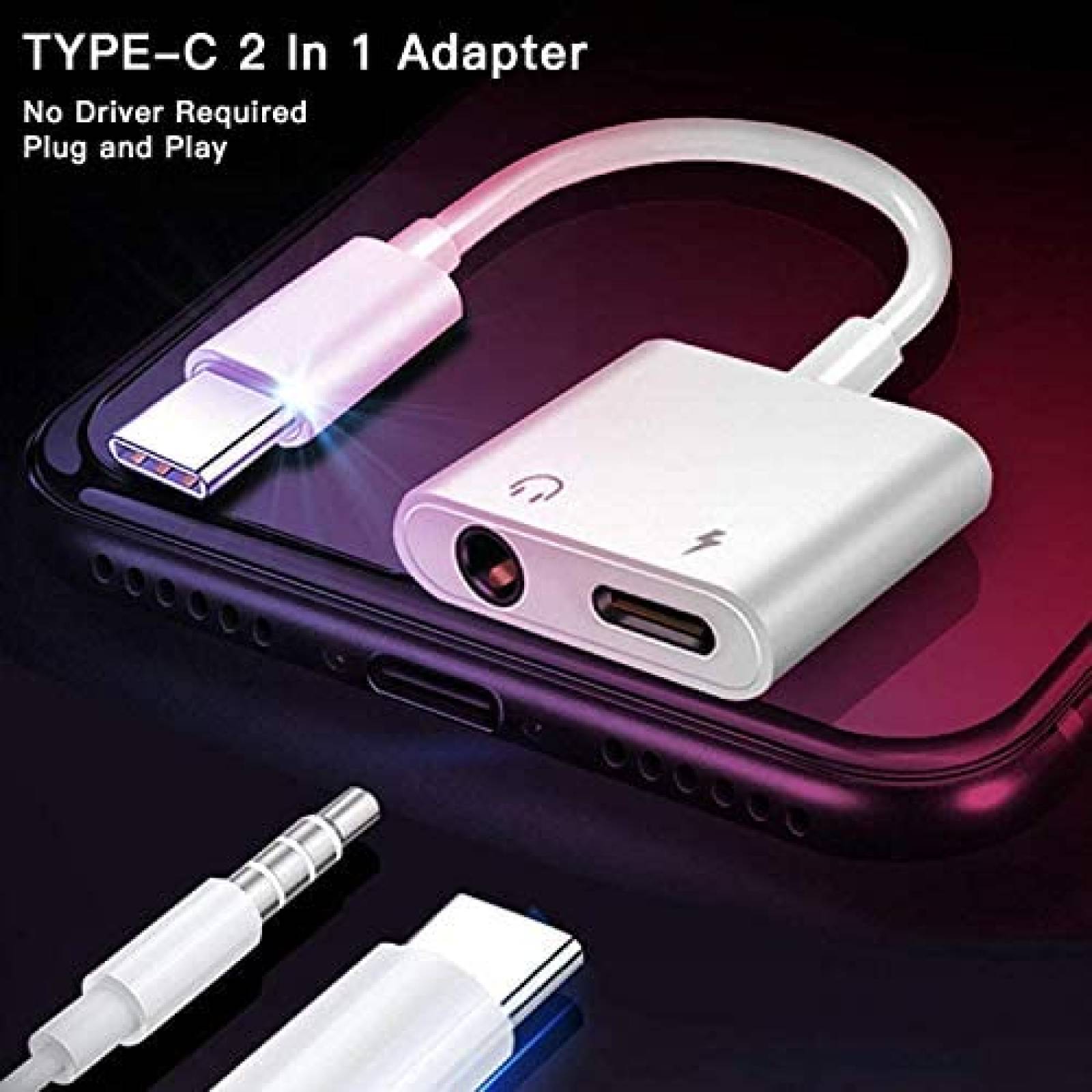 Adaptador de audio Gikko para auriculares con conector USB C