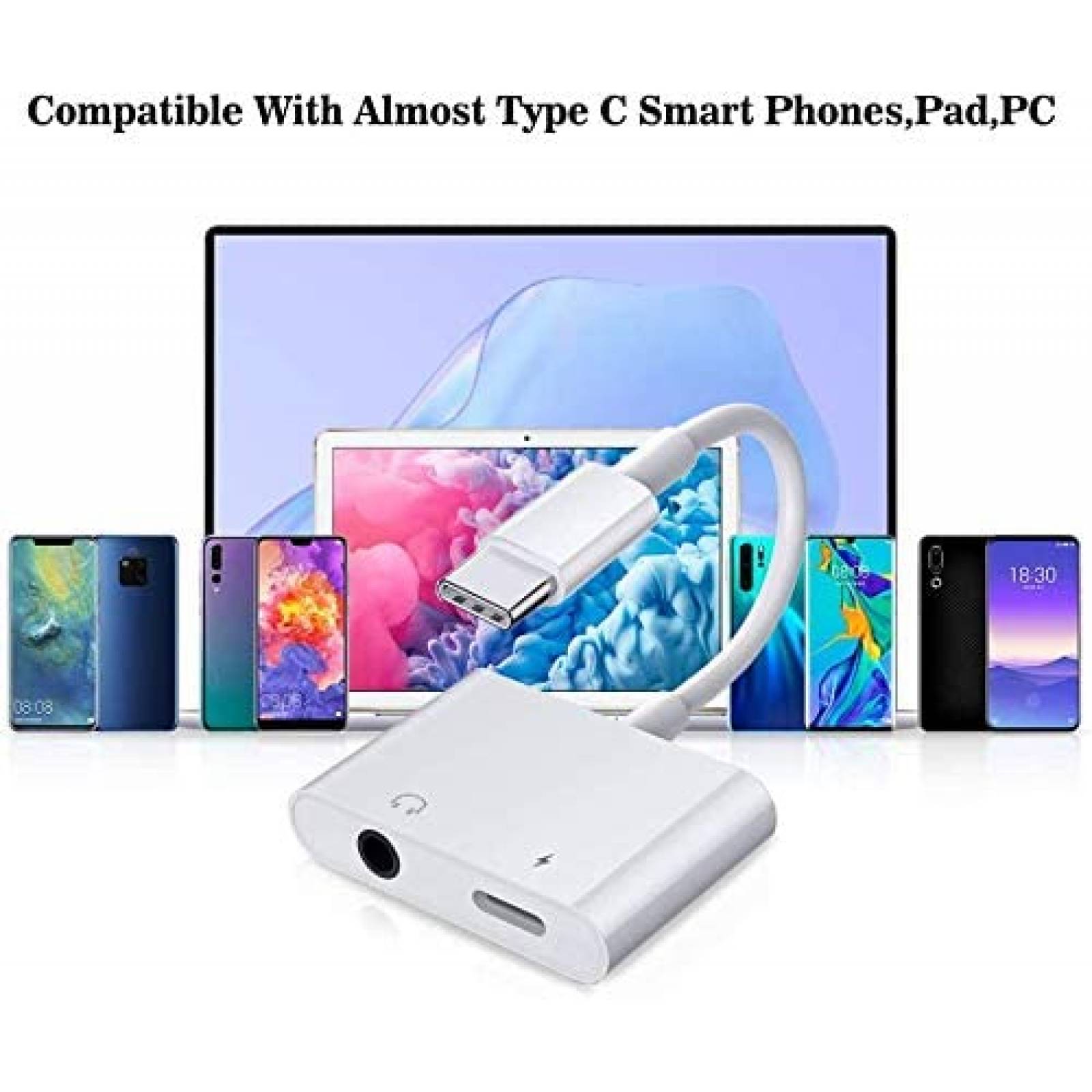 Adaptador de audio Gikko para auriculares con conector USB C