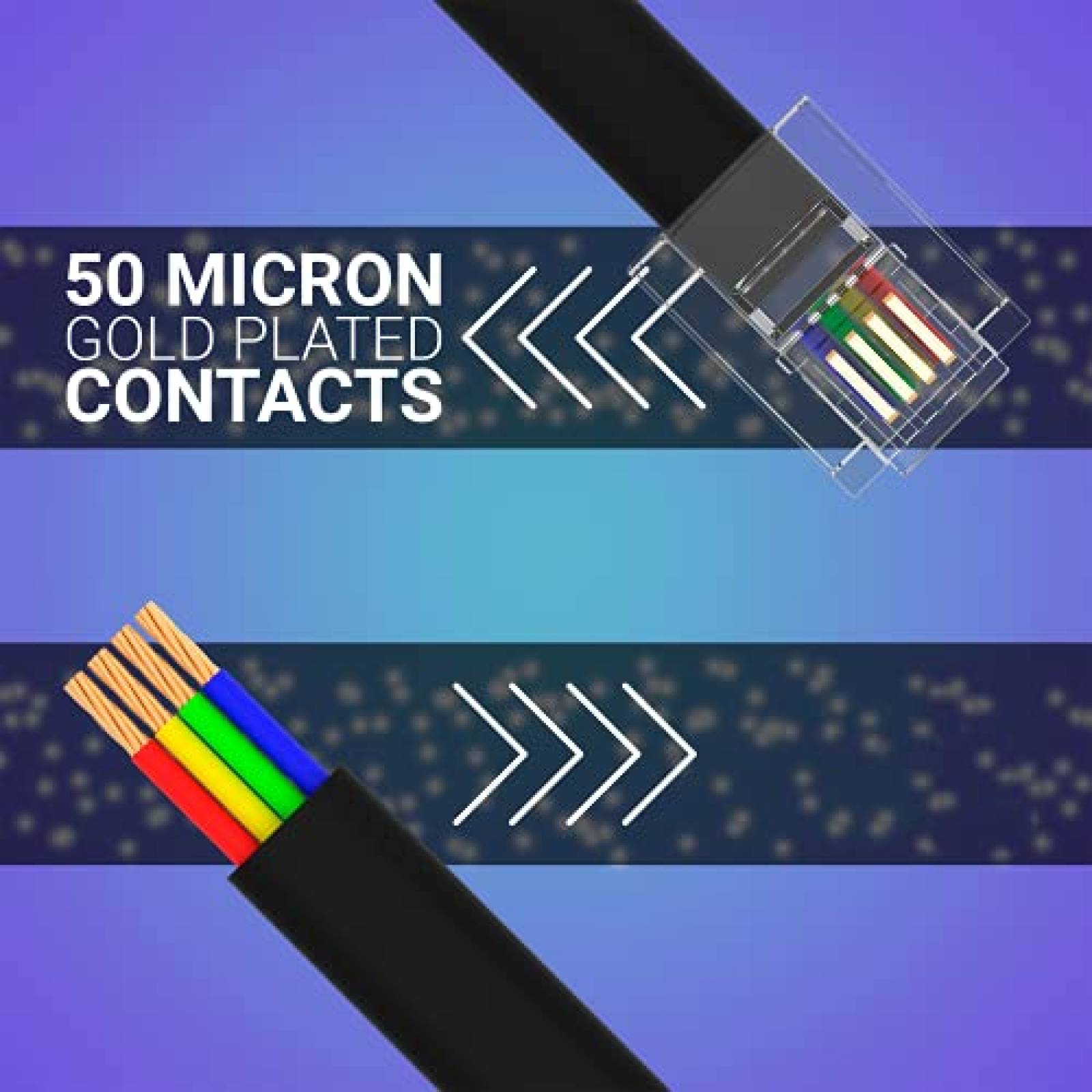 Cable de telefono fijo G-PLUG RJ11 de 30 pies -Negro