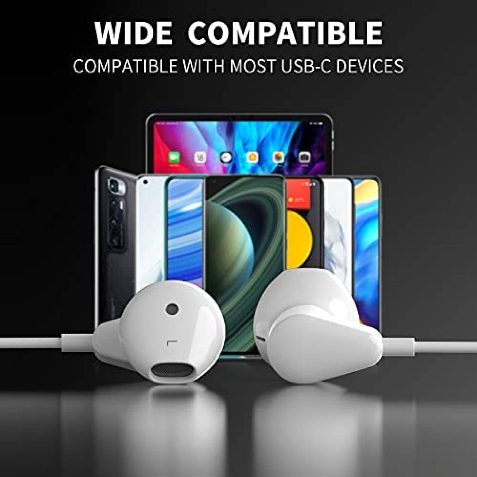 Auriculares USB tipo C, auriculares intrauditivos de alta resolución con  micrófono compatibles con iPad Pro/MacBook Pro/Air, Google Pixel 3a/XL/3/2