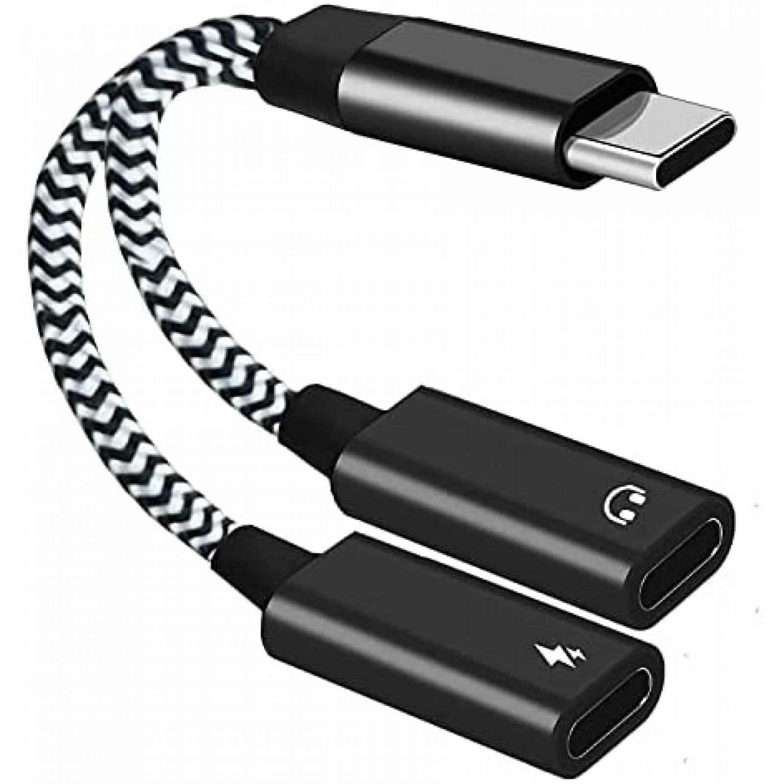 Cable USB C a doble USB C hembra HLDInie -Blanco/negro