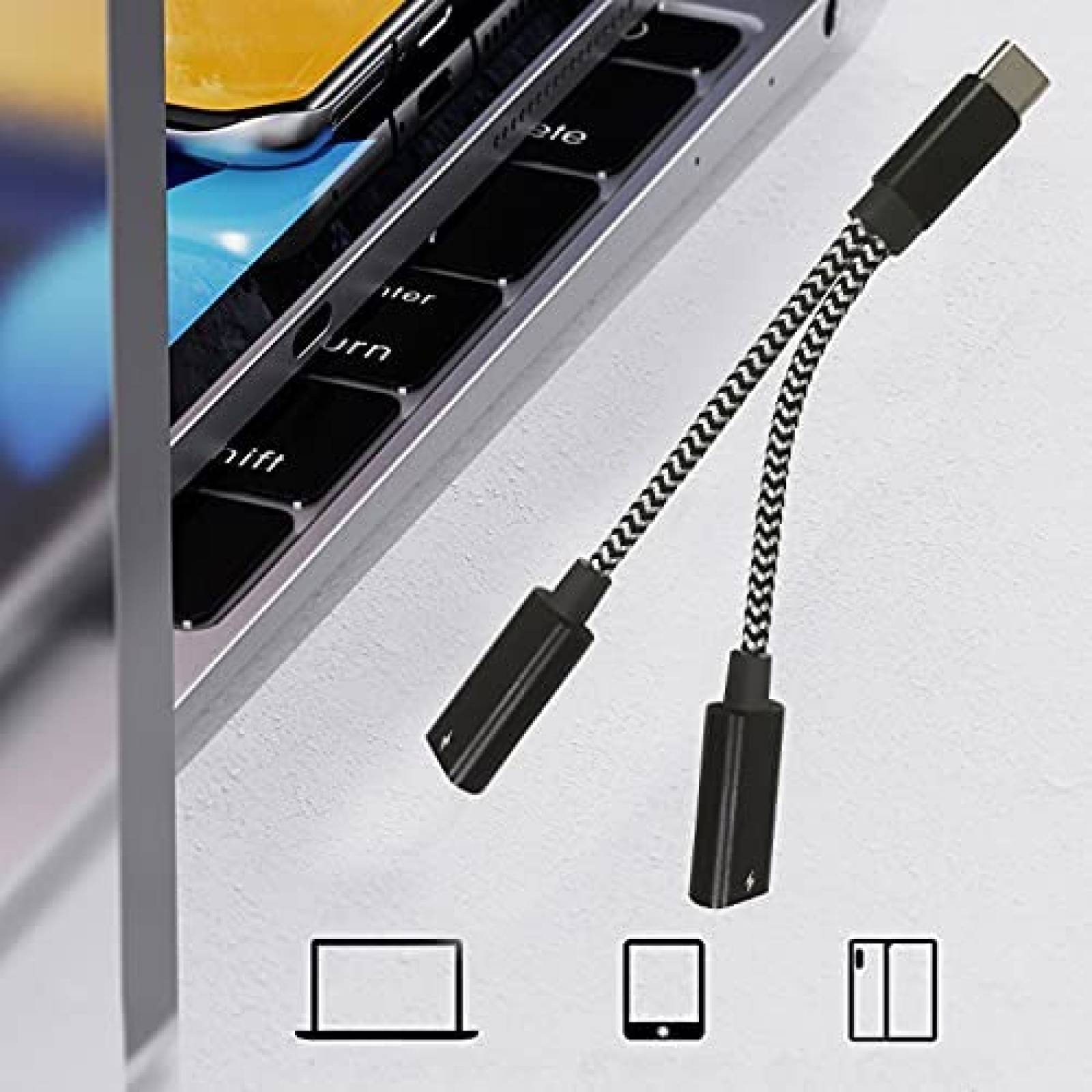Cable USB C a doble USB C hembra HLDInie -Blanco/negro
